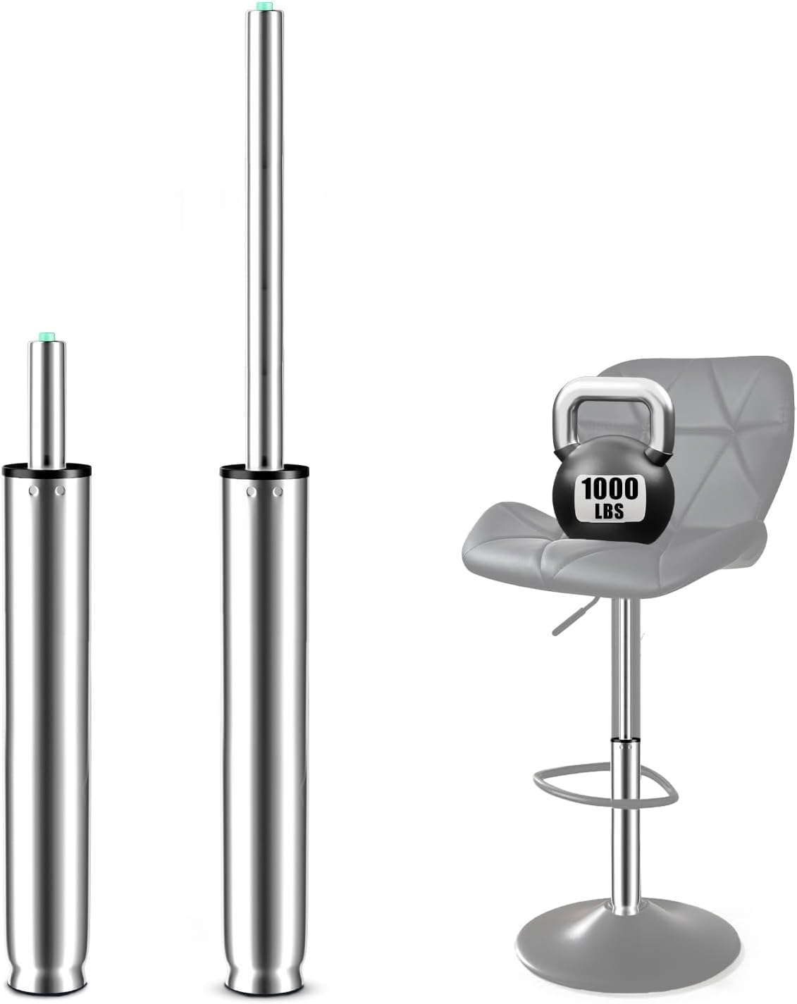 Gasdruckfeder für Hocker und Drehstuhl, Gesamtlänge 37cm - 56cm|Silber