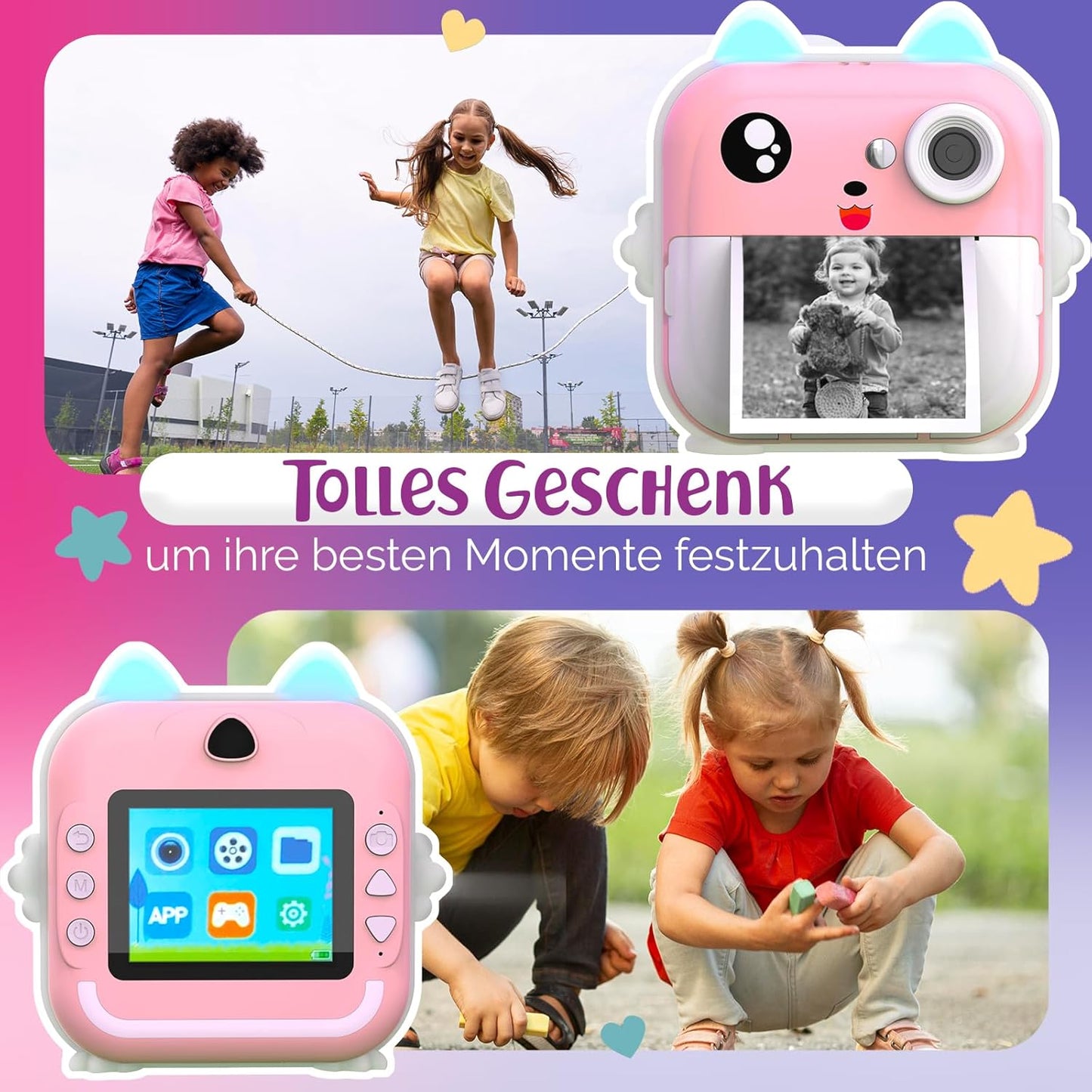 Sofortbildkamera für Kinder, Rosa