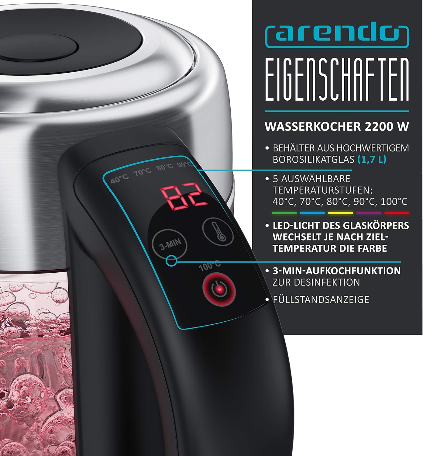Wasserkocher mit Temperatureinstellung, Automatischer Wasserkocher