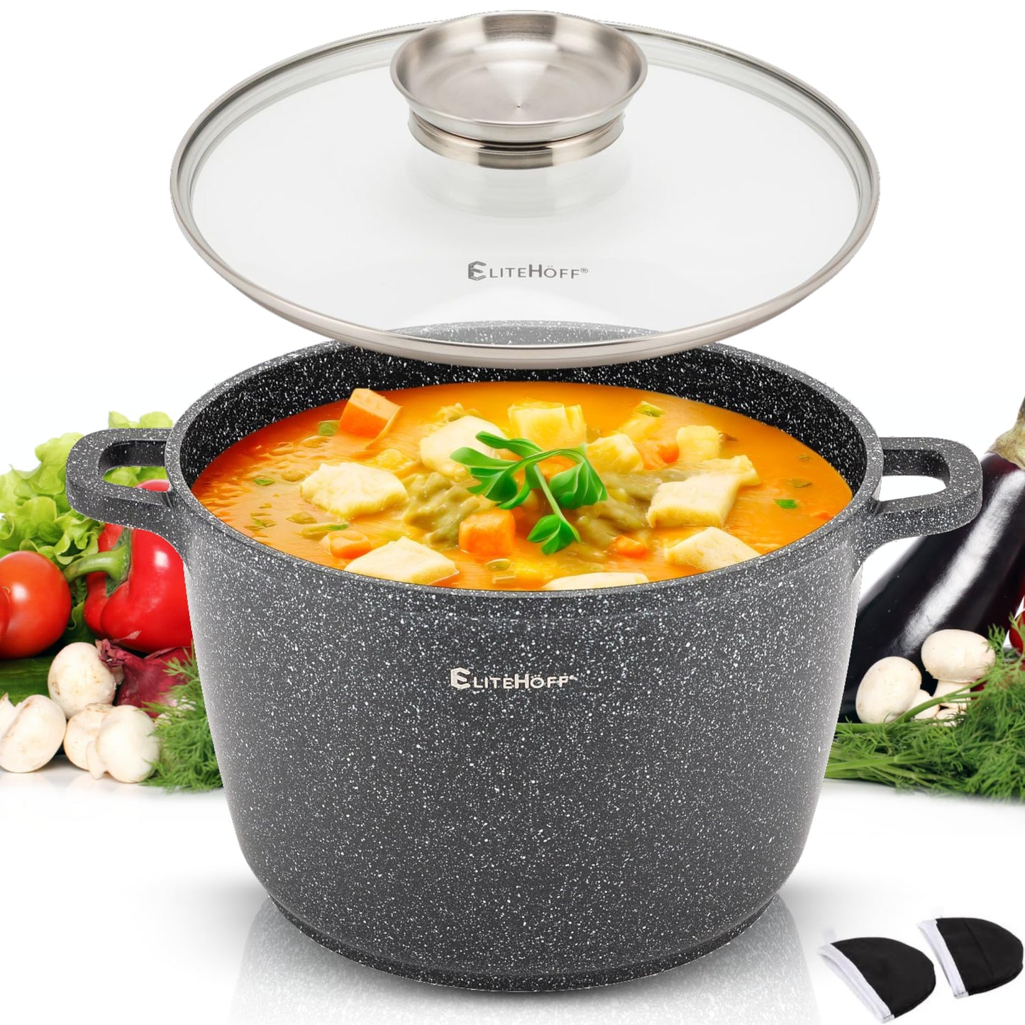 Kochtopf aus Aluminiumguss, Schwarz 6,5L Ø 24 cm