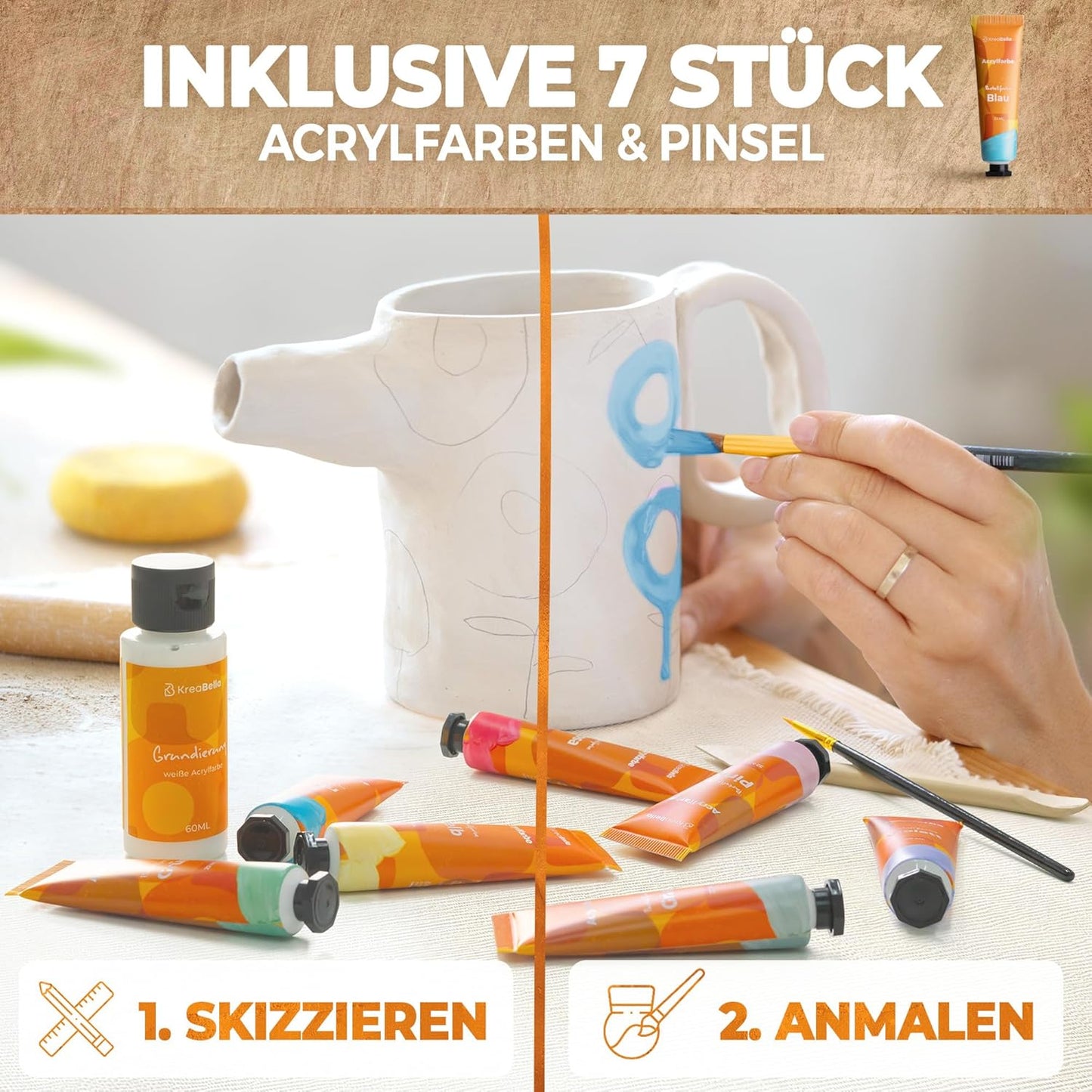 DIY Töpferset mit lufttrocknendem Ton, XXL