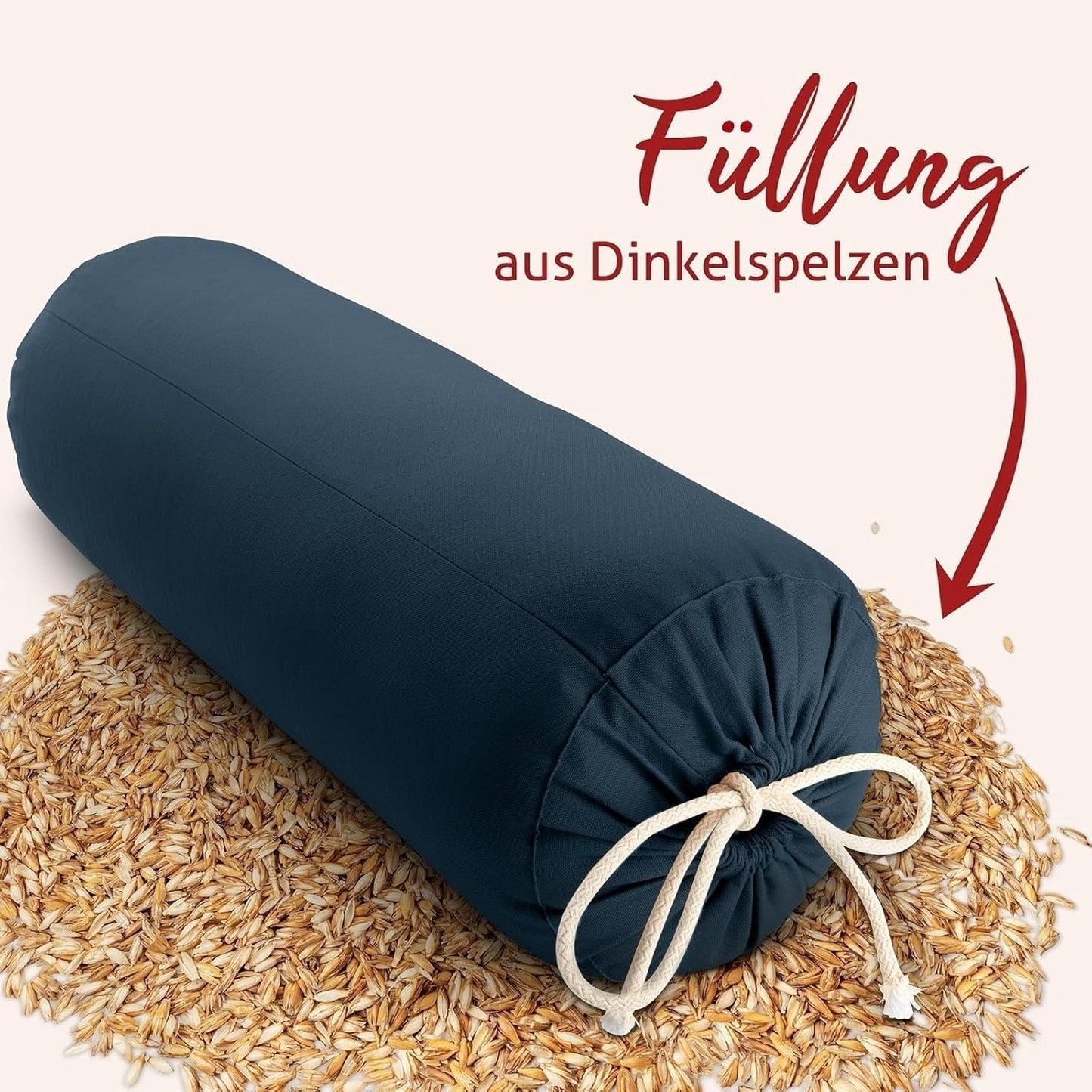 Yoga Bolster mit Dinkelspelzfüllung, Marineblau