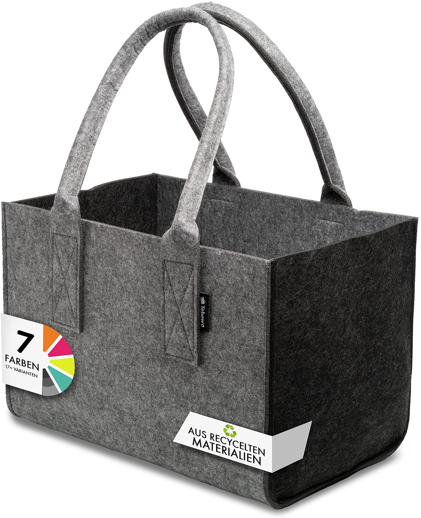 Filztasche Premium Einkaufskorb faltbar, Dunkelgrau 2 / Dunkelgrau 1