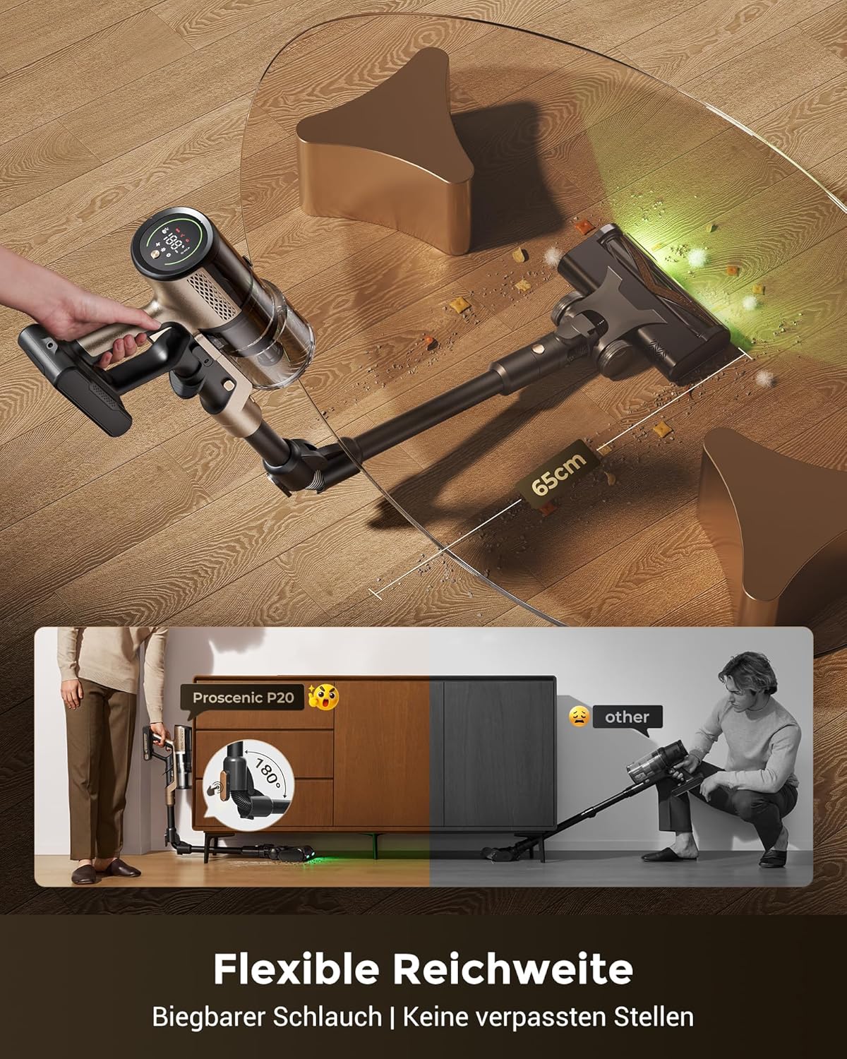 P20 Akku-Staubsauger mit Wischfunktion, Aurum Black