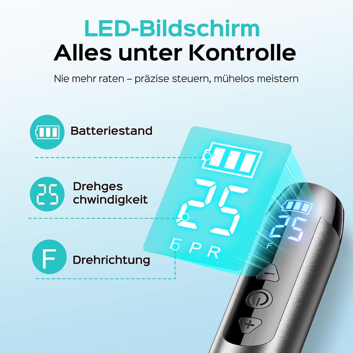 Elektrische Nagelfräse mit LED-Display, Grau
