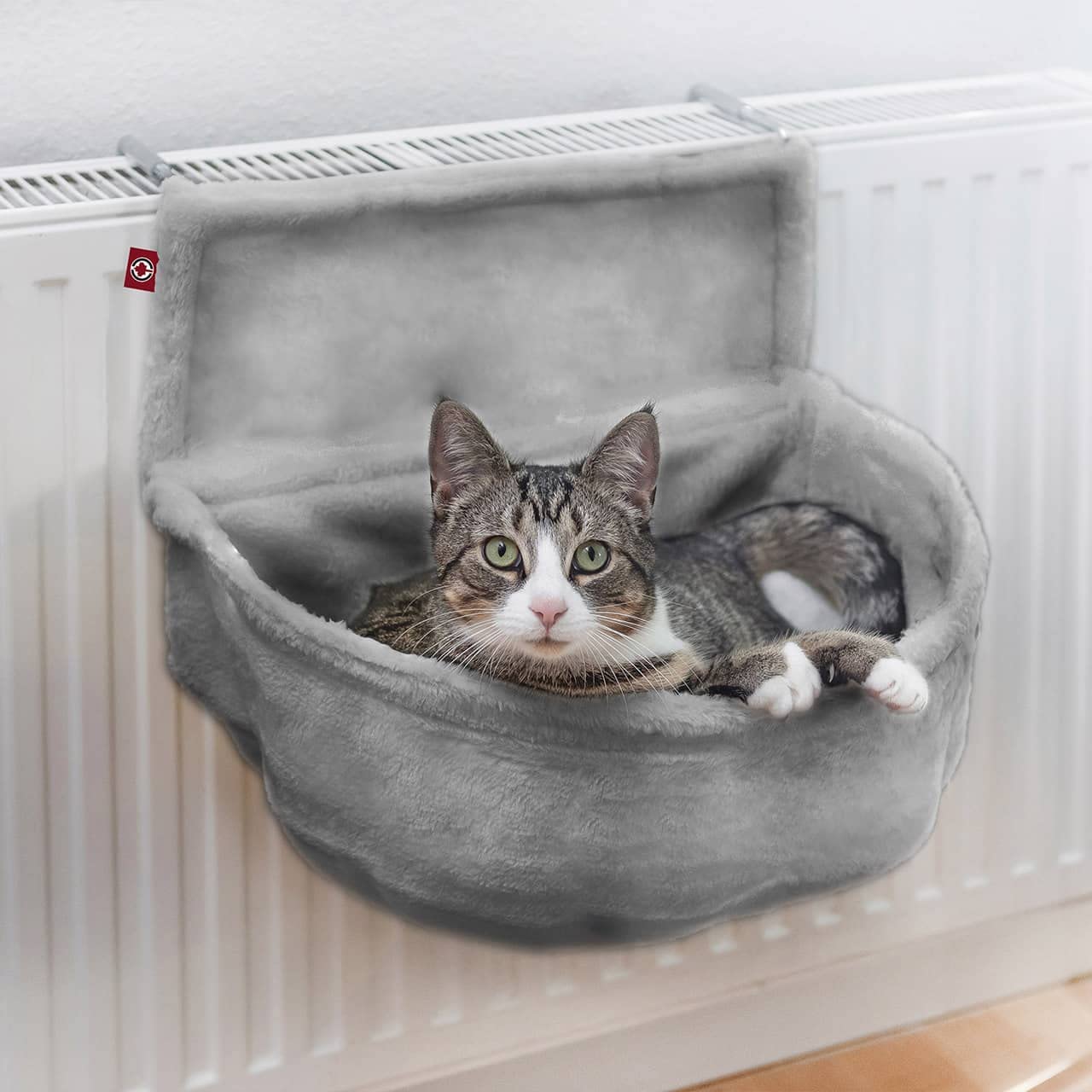 Katzen Kuschelsack für Heizkörper, Grau