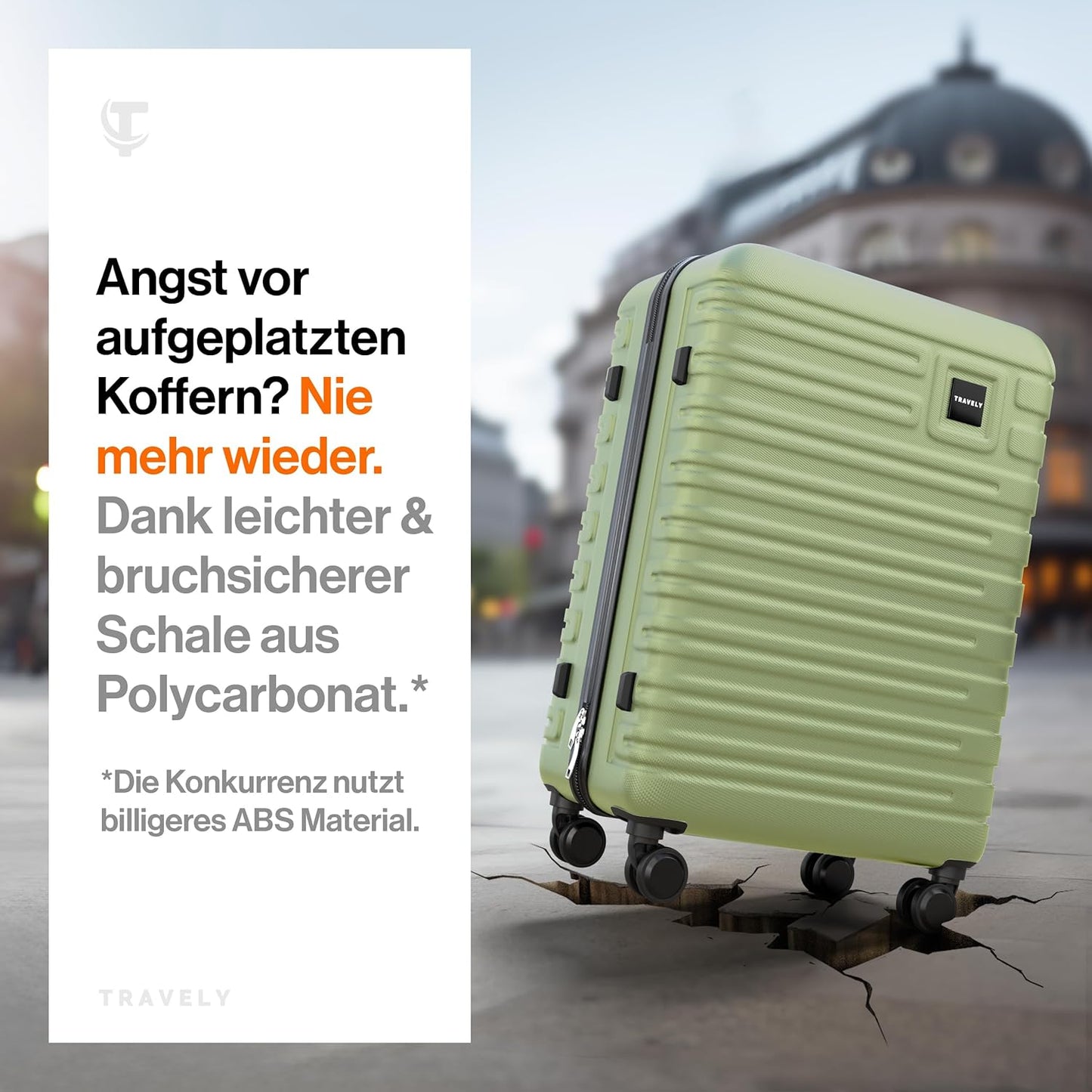 Grosser Hartschalenkoffer aus Polycarbonat, L Nebelgrün