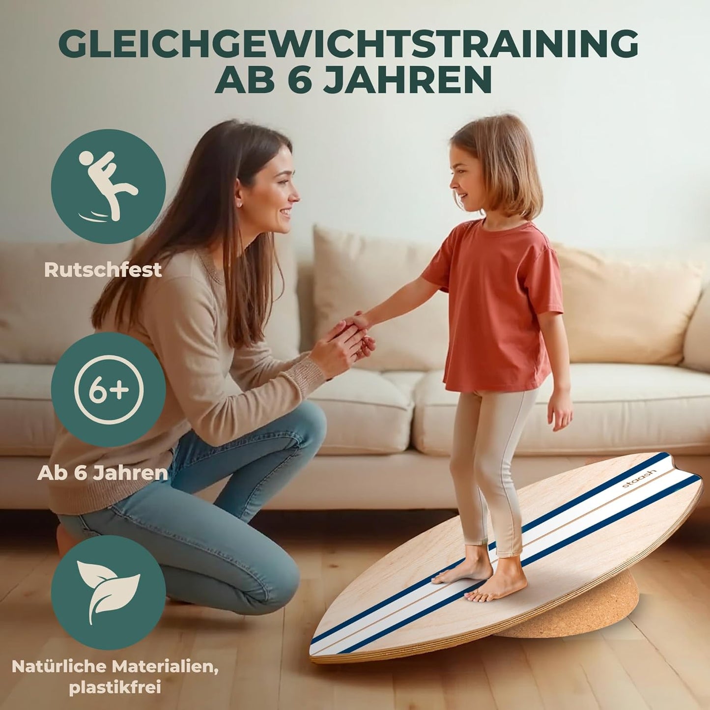 Balance Board Premium-Kit für Fitness & Training, STAASH - Blau Pro