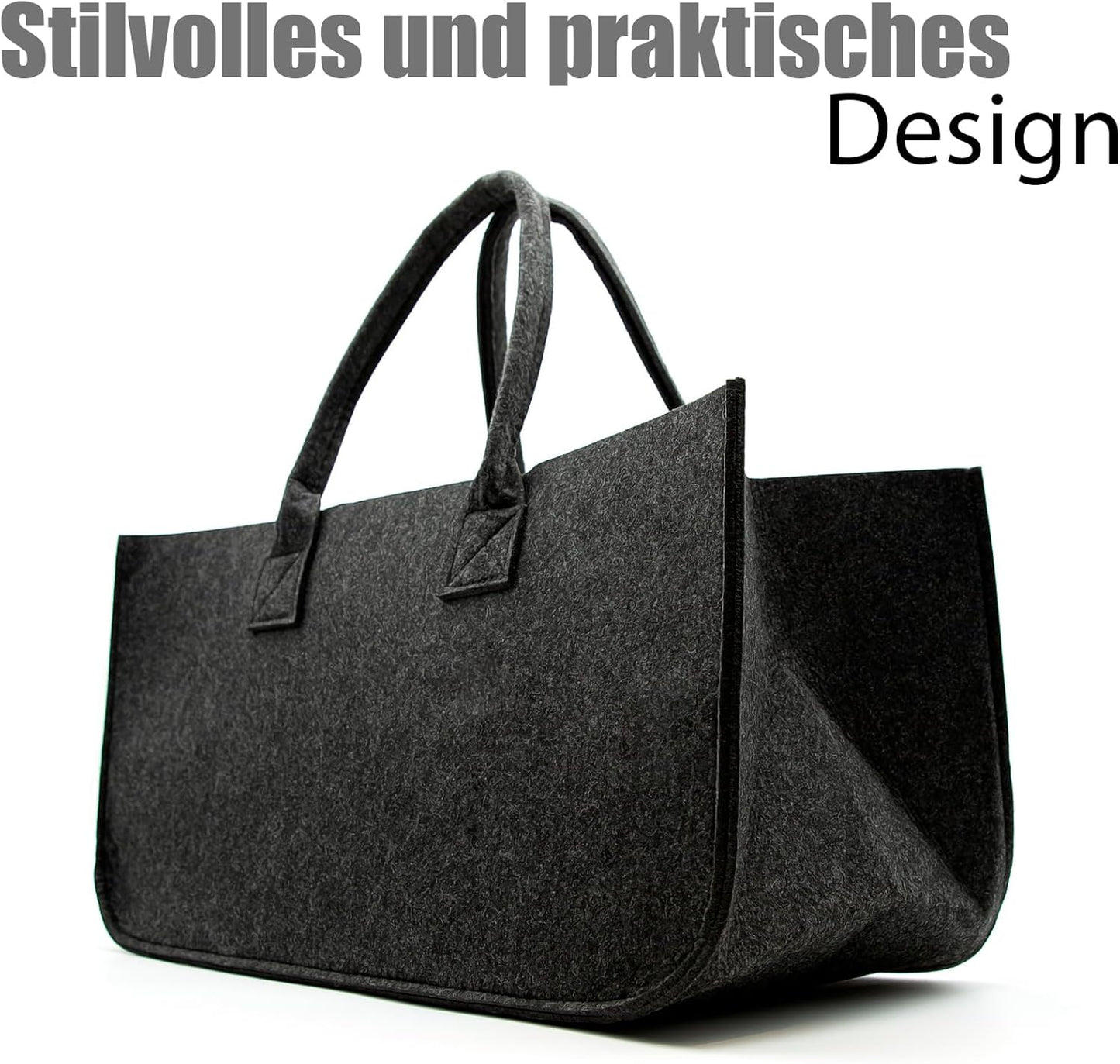 2er Set Filztasche für Kaminholz, 2 Stück Anthrazit