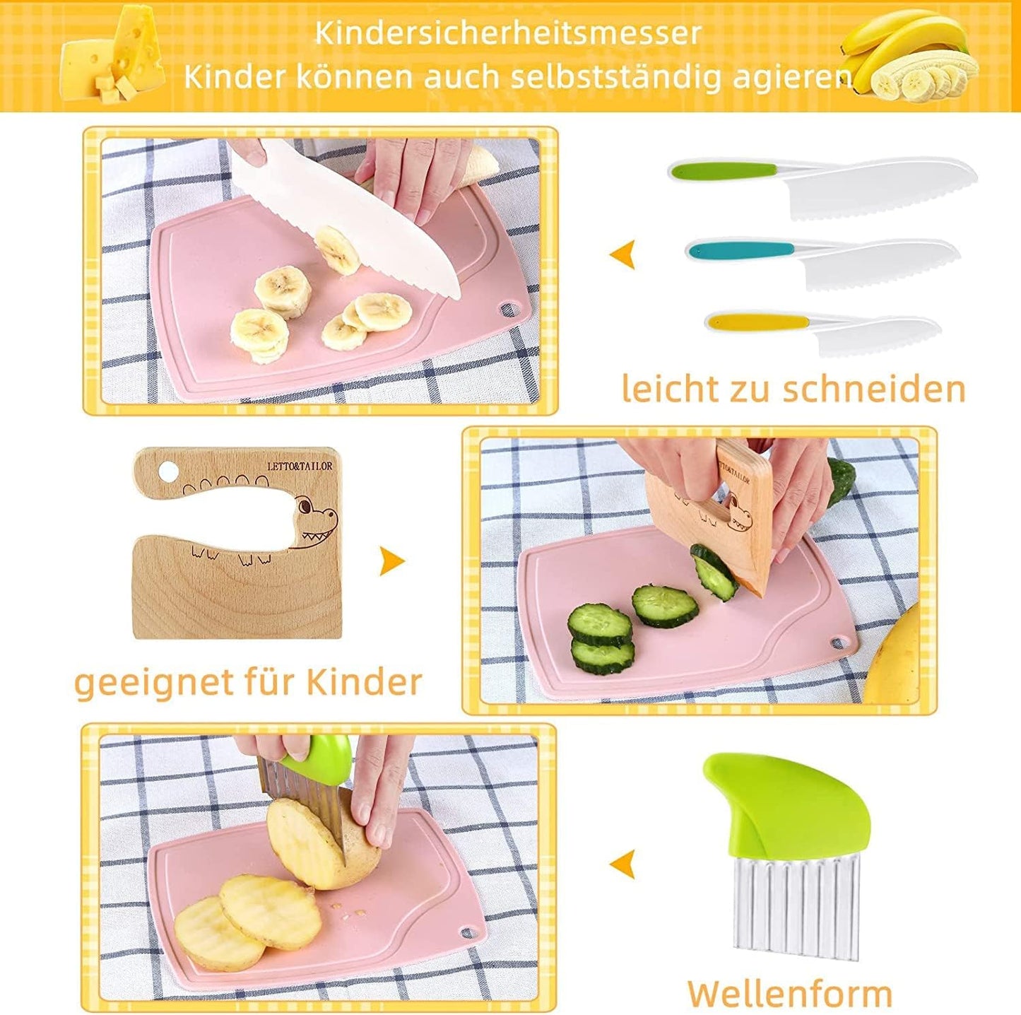 Kindermesser und Brotausstechformen, 41 Stück Set Enthält Krokodil