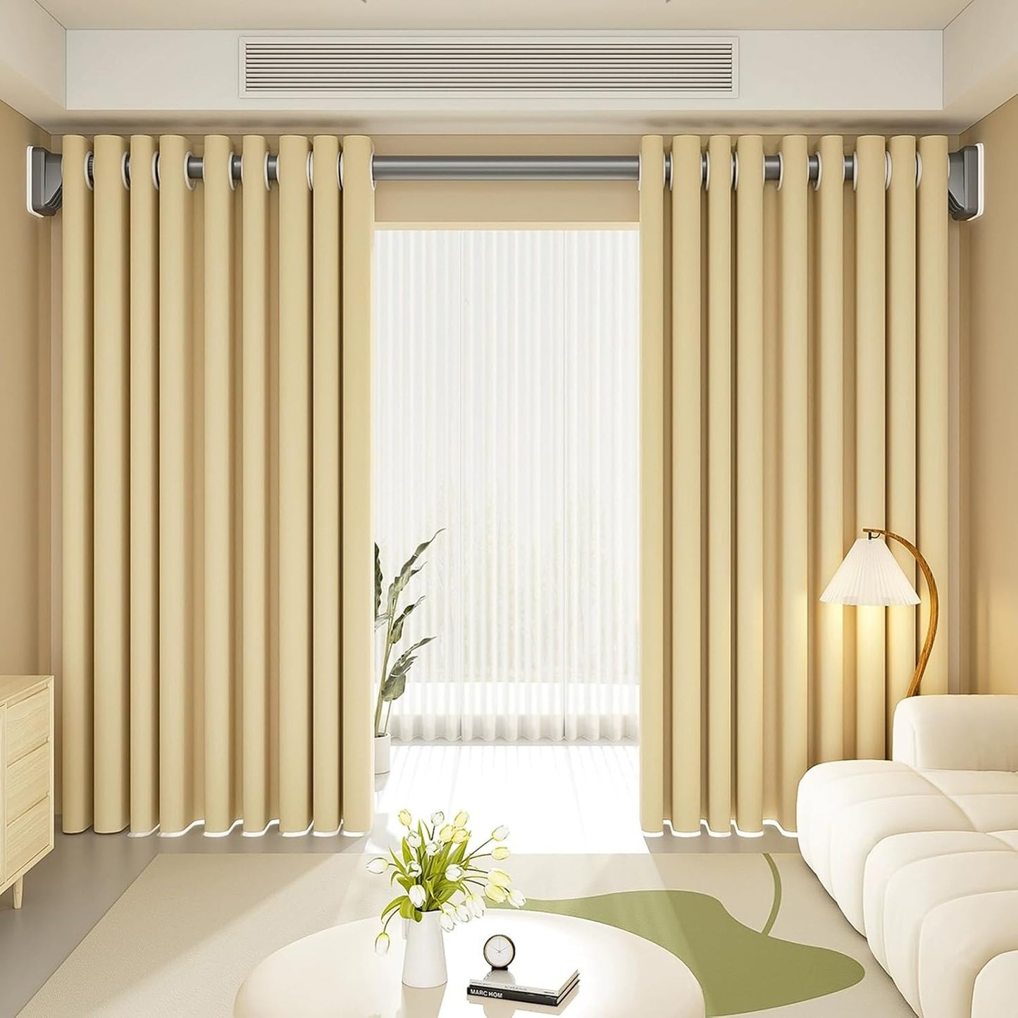 Teleskop-Gardinenstange ohne Bohren, 110-310cm Schwarz（1#）