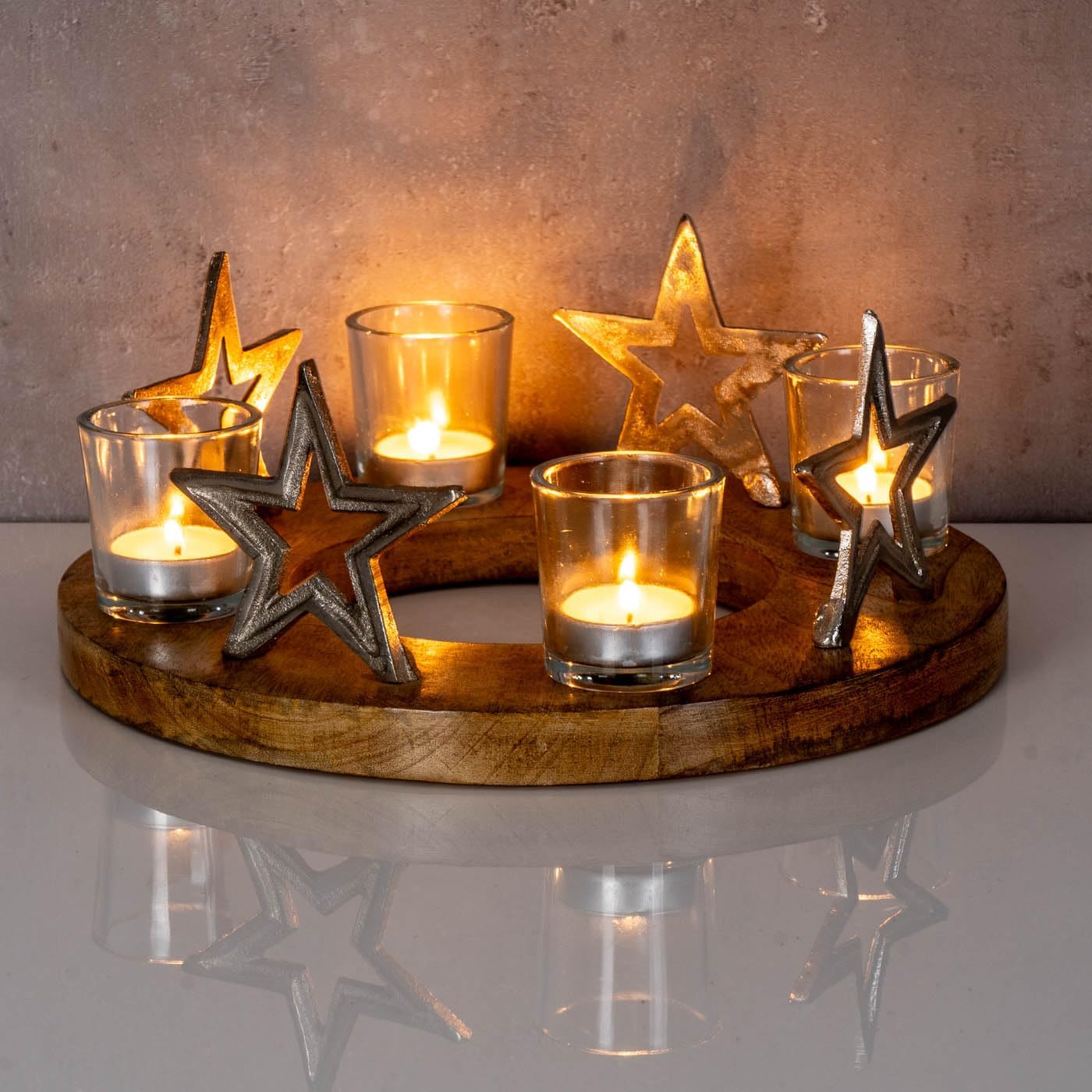 Adventskranz mit Teelichthalter (Ø 30cm), Variante 1