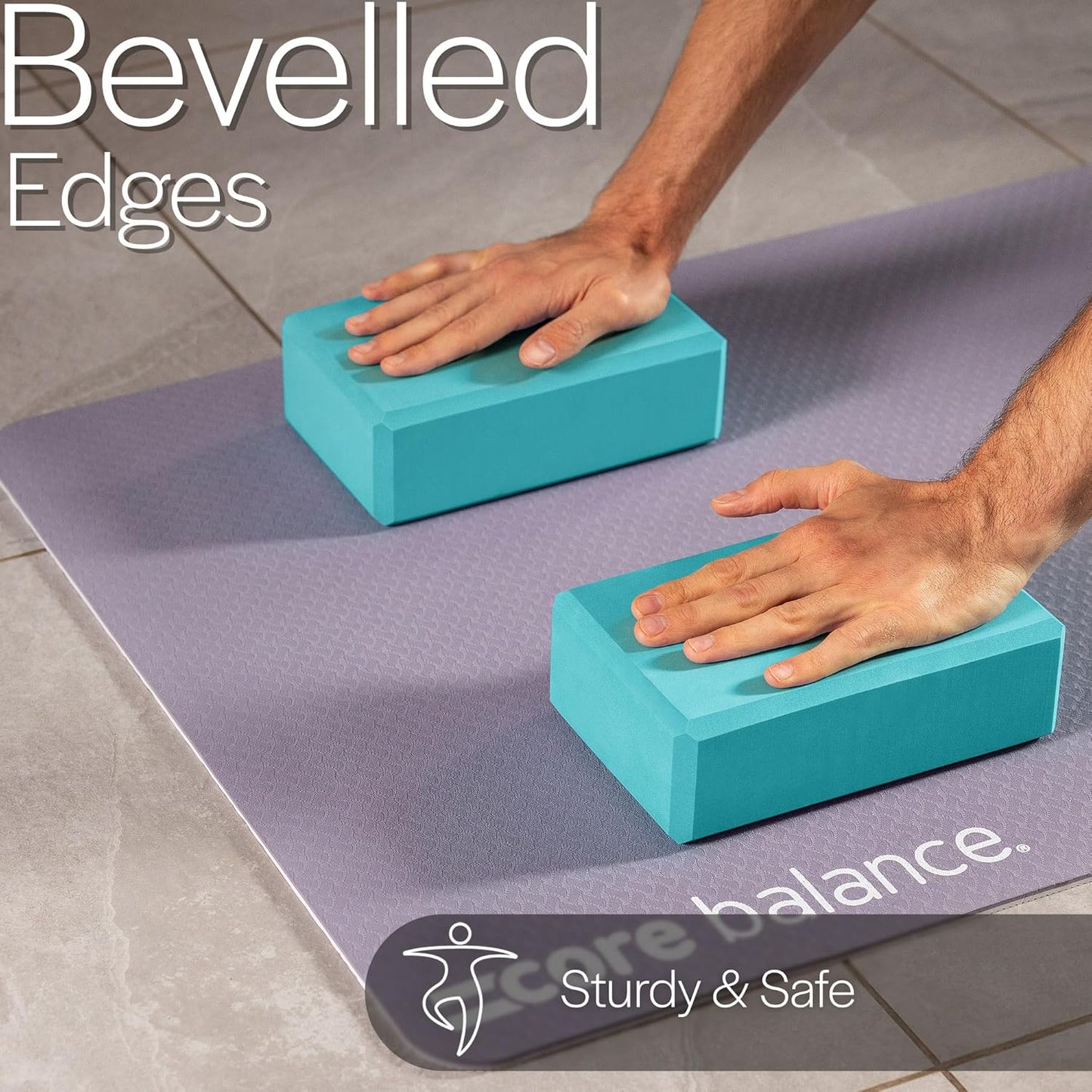 Yogablock-Set mit Gurt, Teal