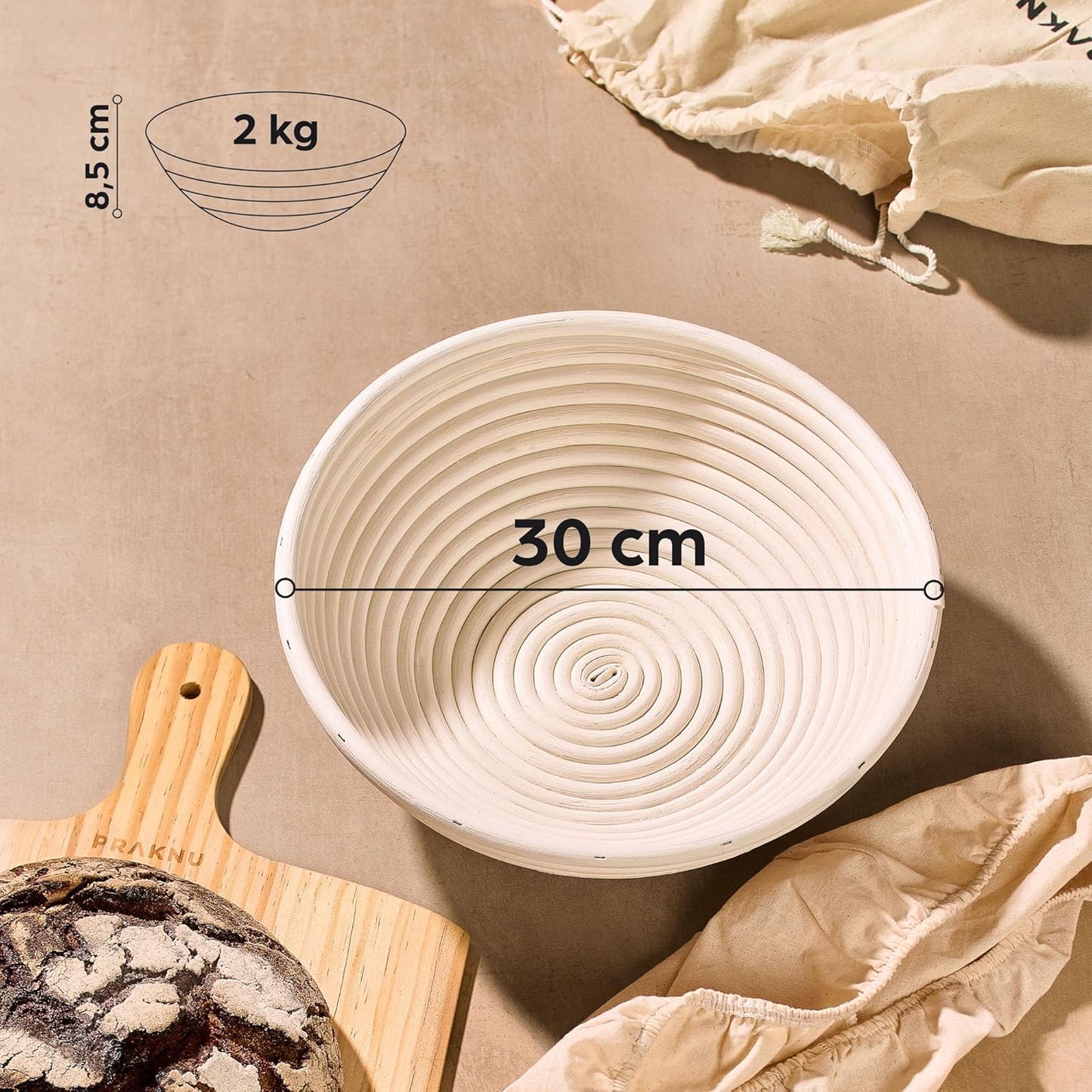 Gärkorb-Set zum Brotbacken inkl. Zubehör, 30cm