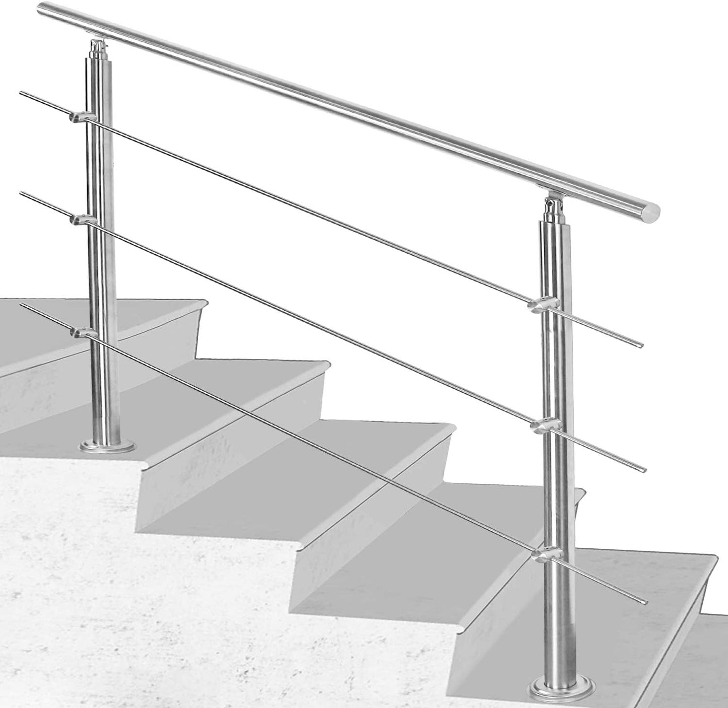 Handlauf mit 3 Querstreben (100cm), 100cm 3 Querstreben