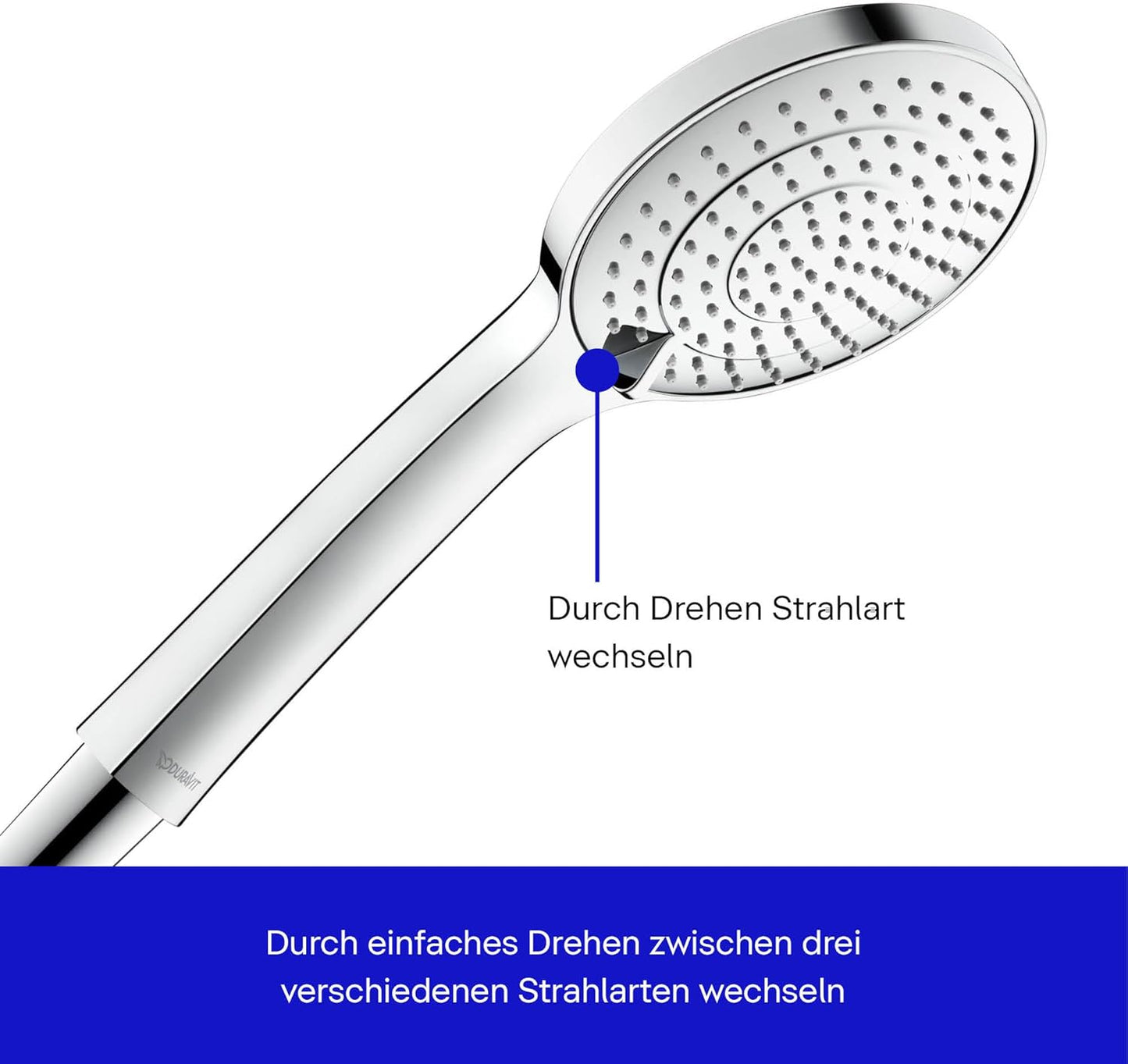 Handbrause mit 3 Strahlarten, wassersparend (MinusFlow), mit 3 Strahlarten (Strahlscheibe) ; Chrom