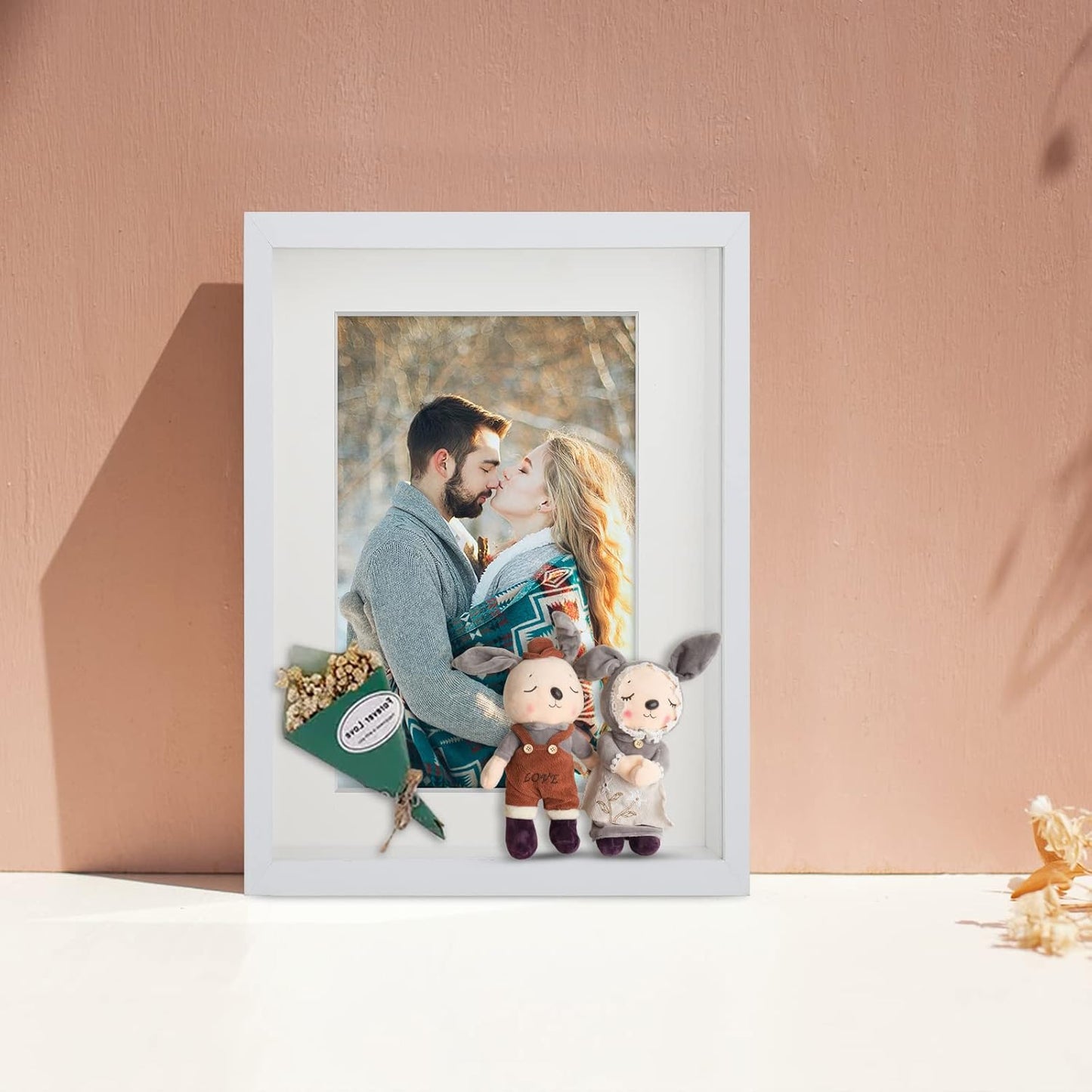2-teiliges 3D Objektrahmen-Set mit Passepartout, Weiß 2er A4 für 15x20 cm
