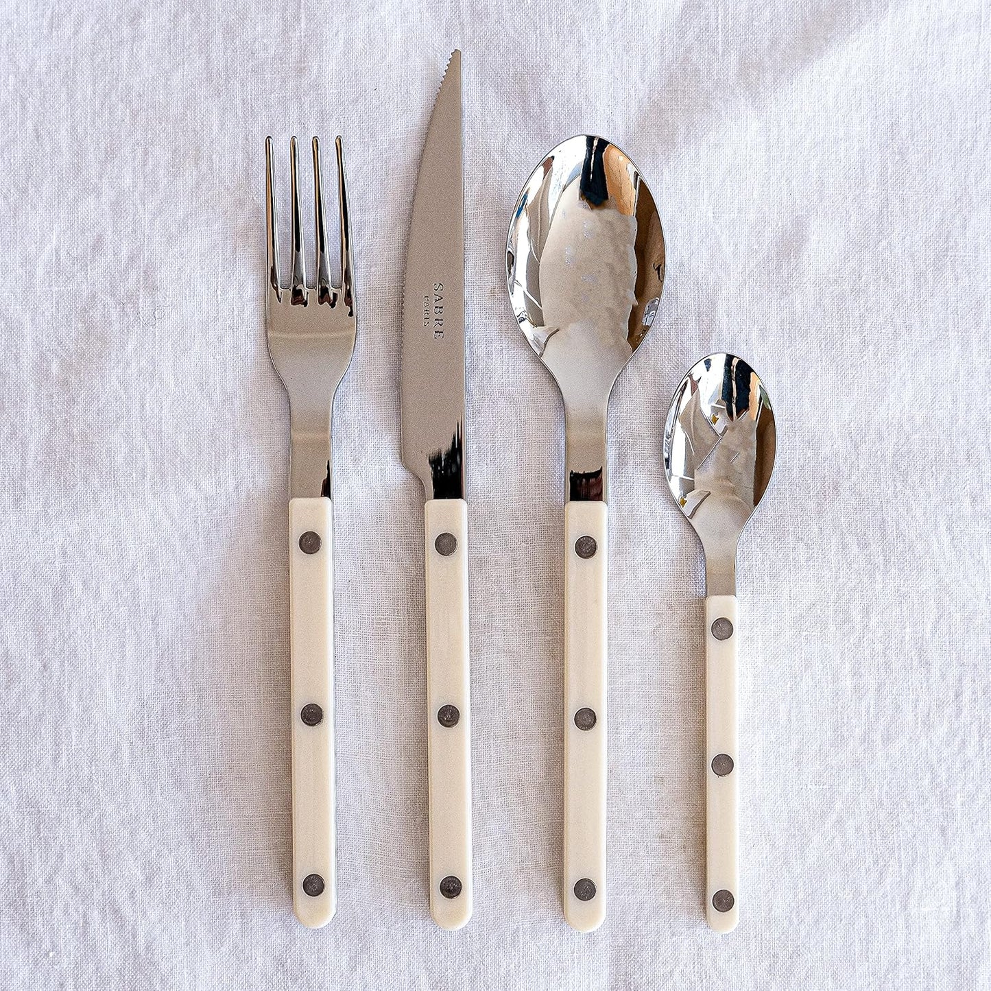 5-teiliges Tafelbesteck-Set, Set 5 Bistrot Elfenbeinfarbe
