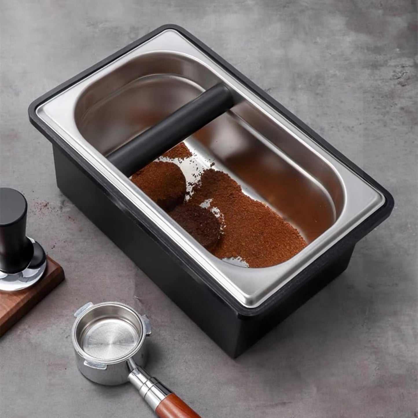 Espresso Abklopfbehälter mit Gummiring, Large