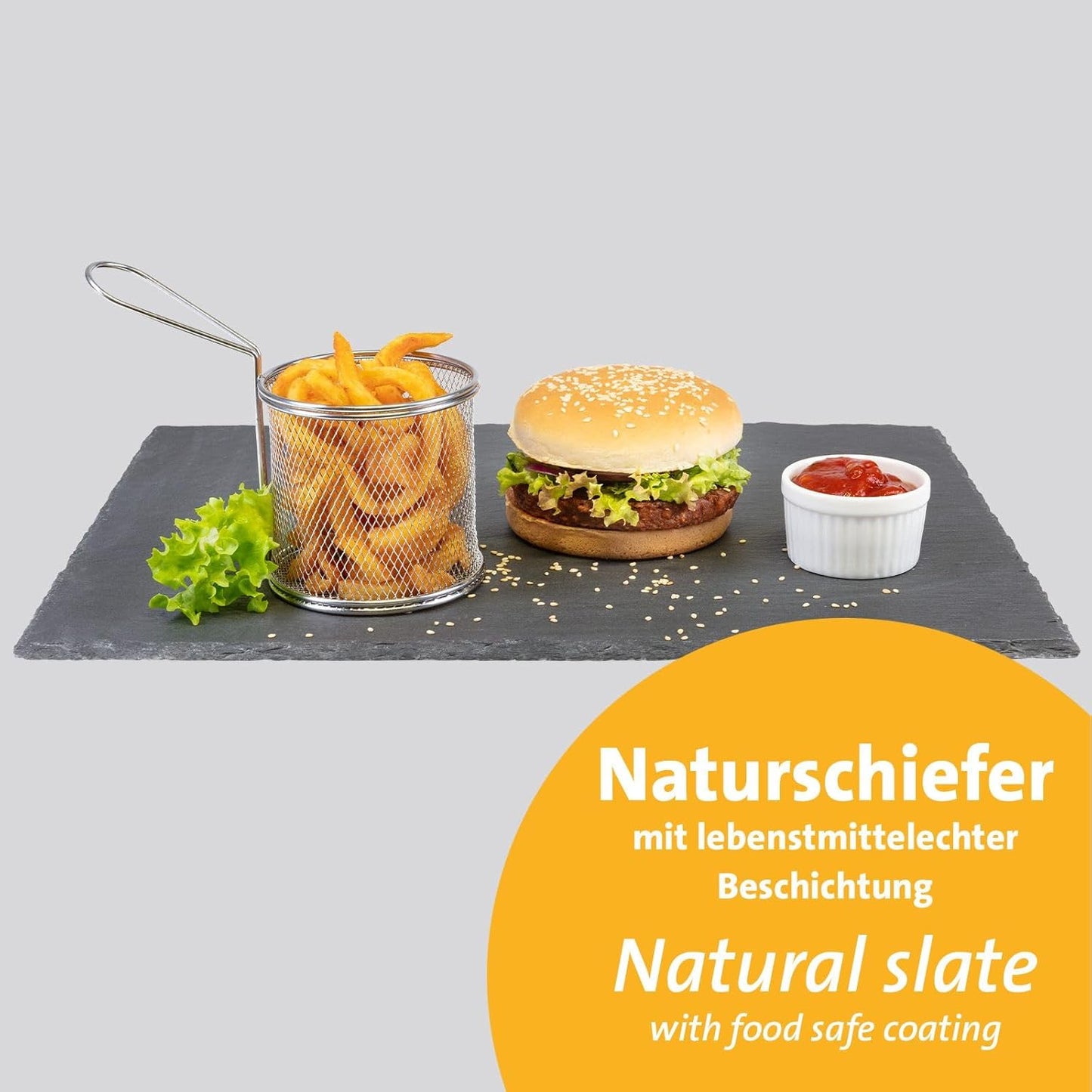 2er Set Schiefer Servierplatten, 40x30cm, 2 Stück