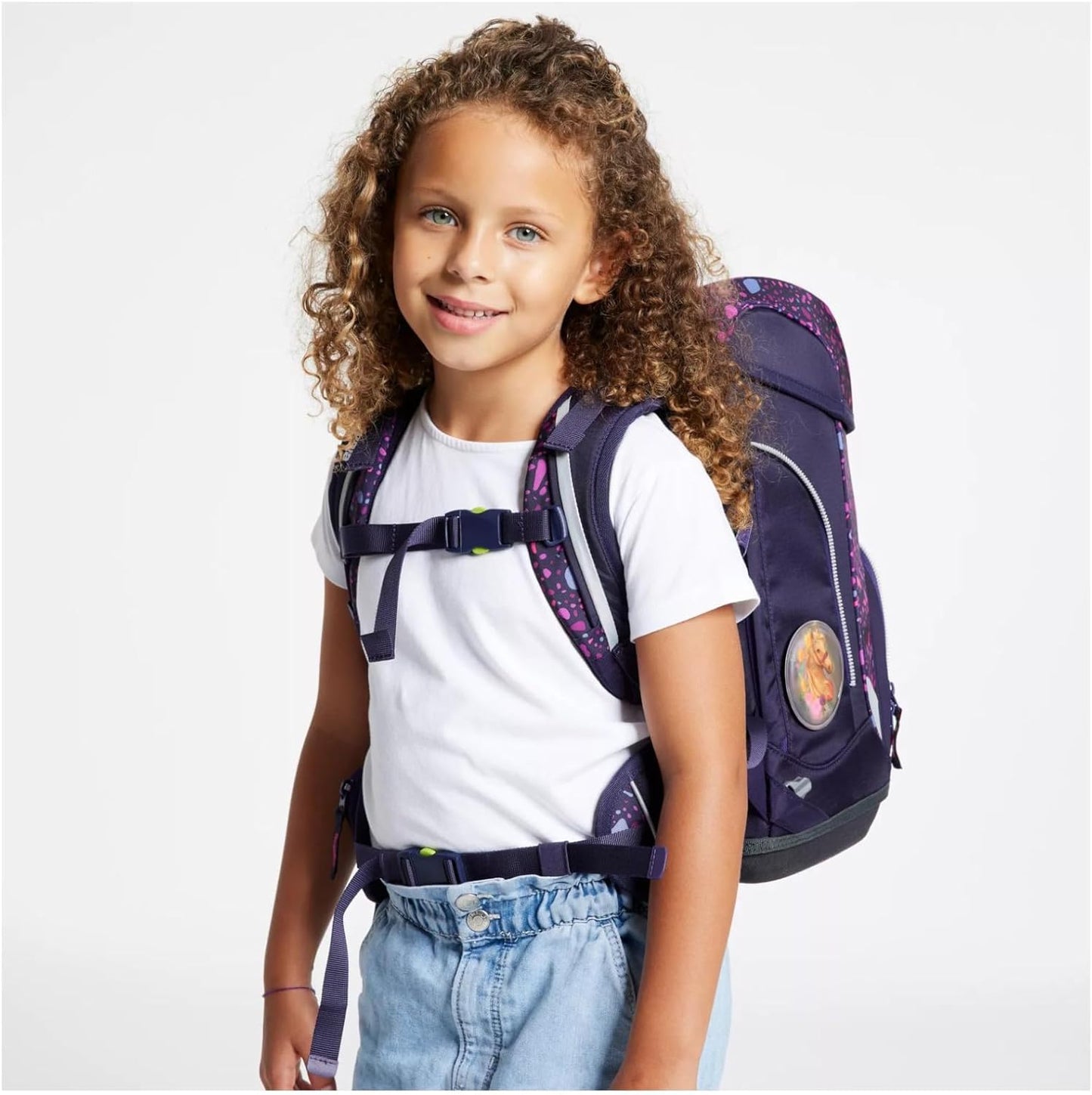 Ergonomischer Schulrucksack-Set, 5-teilig, Pferdeflüstbärer, Einheitsgröße Pferdeflüstbärer - Dunkelblau