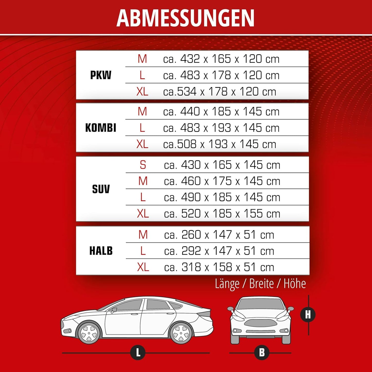 Wetterfeste Autoabdeckplane, Grösse L Halbgarage