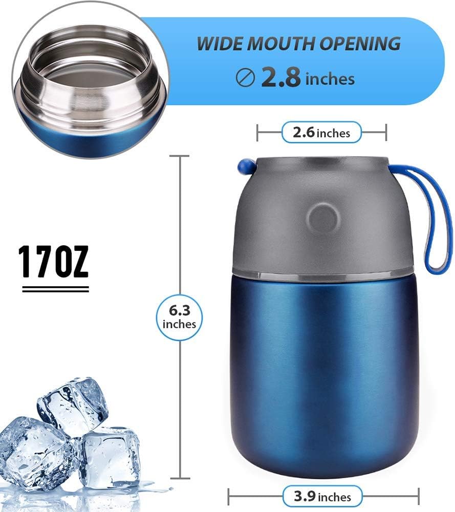Thermobehälter mit Besteck, Blau 500 ml