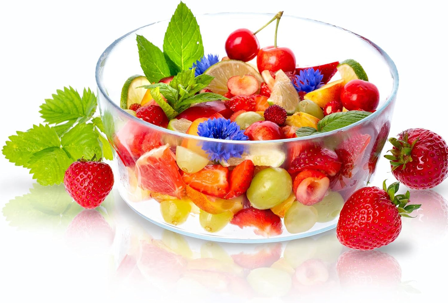 Runde Glasschale für Salat oder Obst