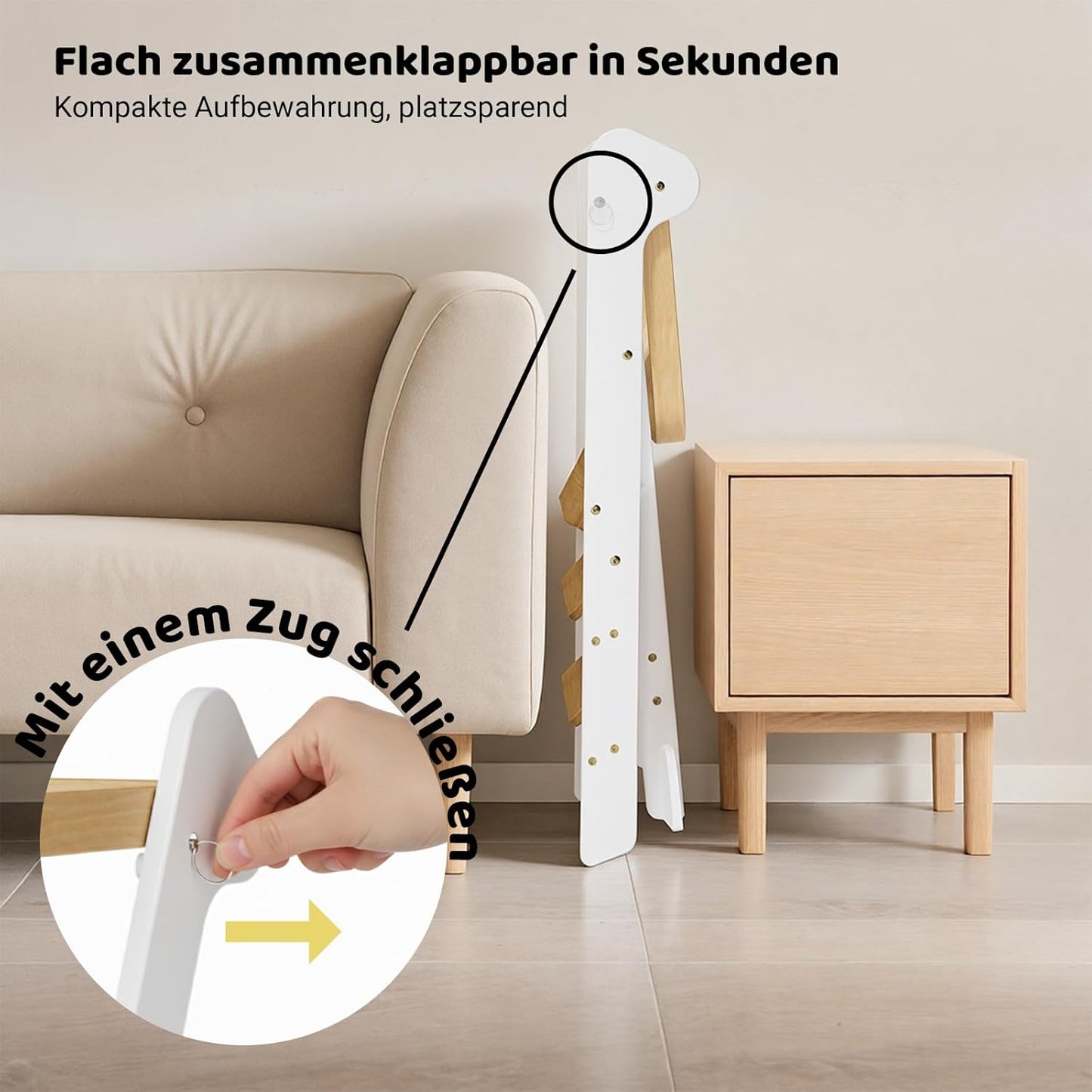 Faltbarer Lernturm mit doppelten Stützfüssen & Sicherheitsnetz, Weiss