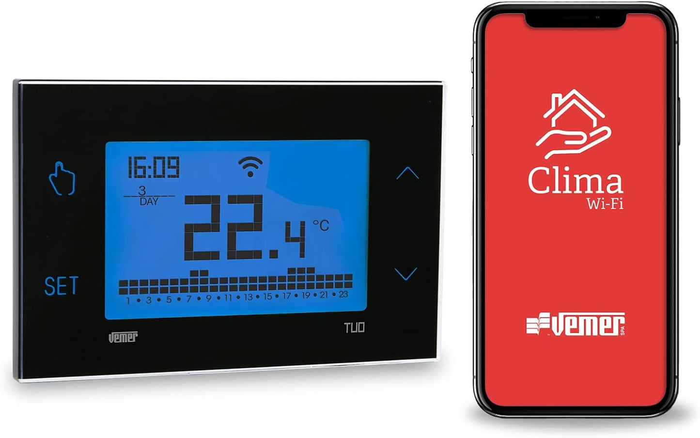 Smart WiFi Raumthermostat mit App-Steuerung, Schwarz