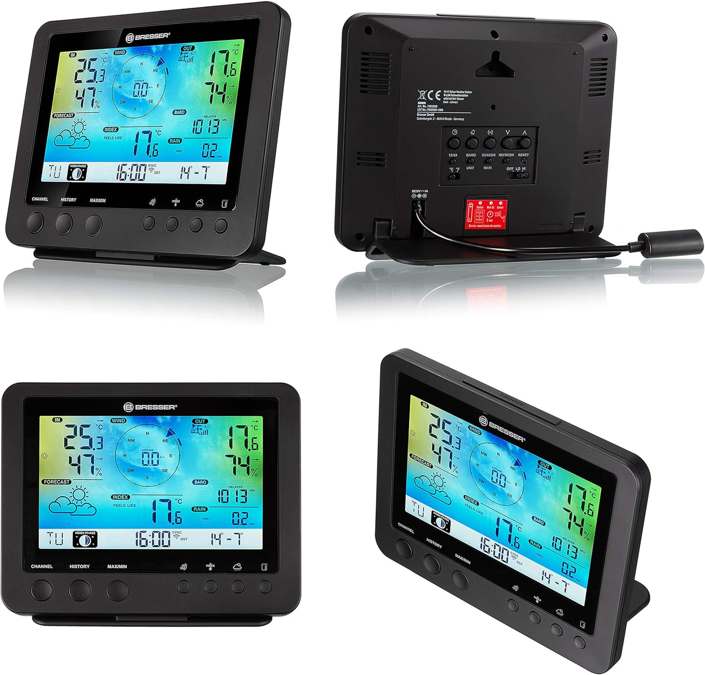 Wetterstation 5-in-1, Schwarz