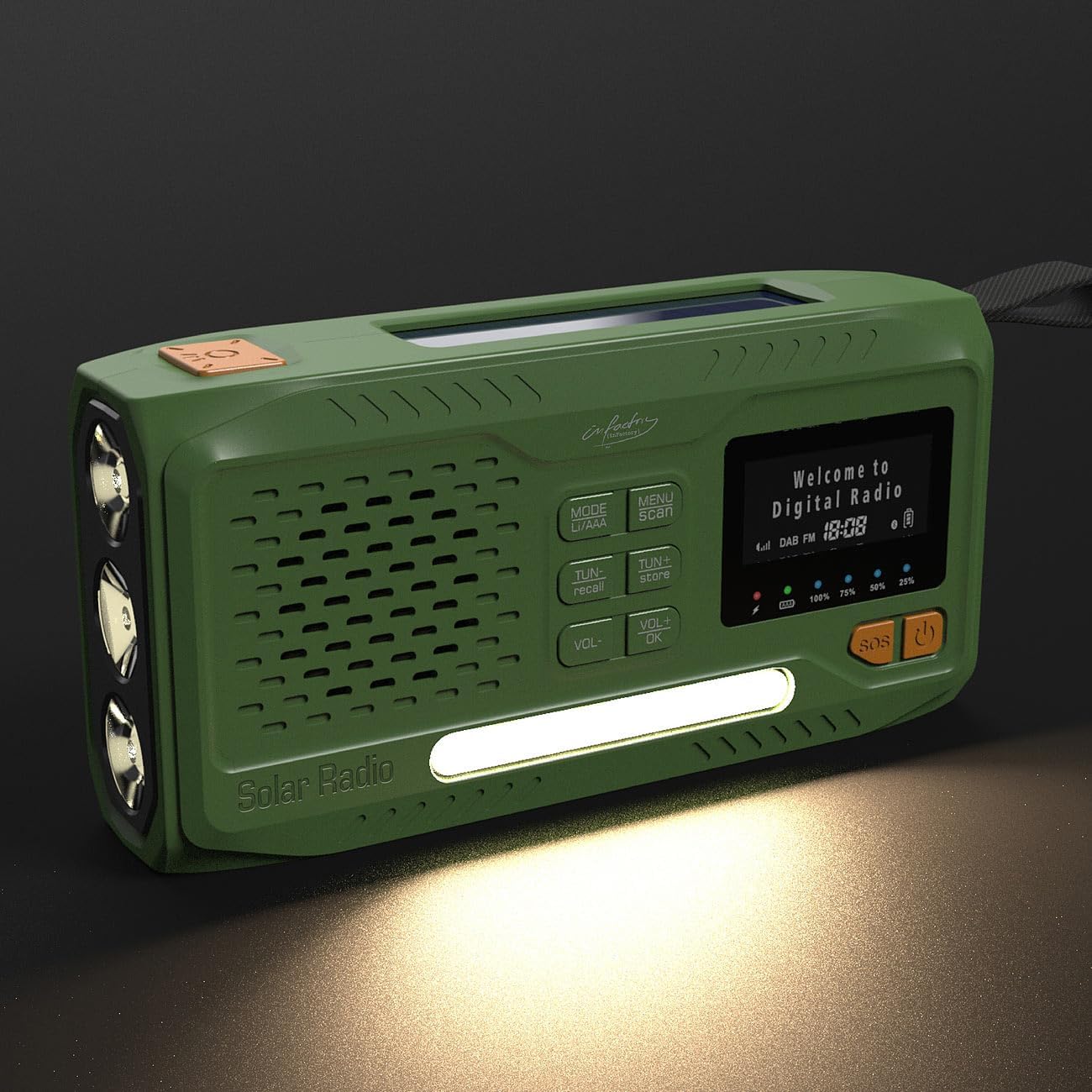 Mobiles DAB+ Solar-Kurbelradio mit EWF und LED