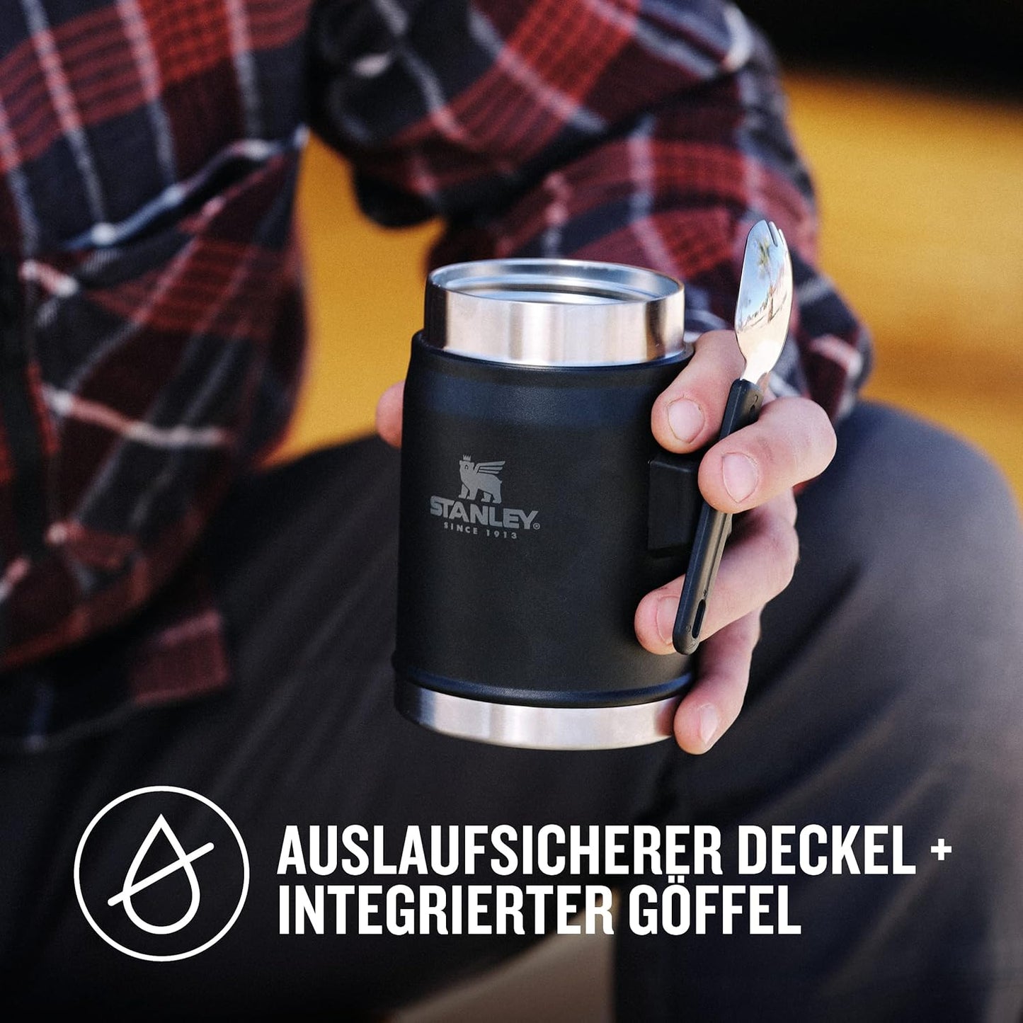 Thermobehälter mit Göffel, Matte Black