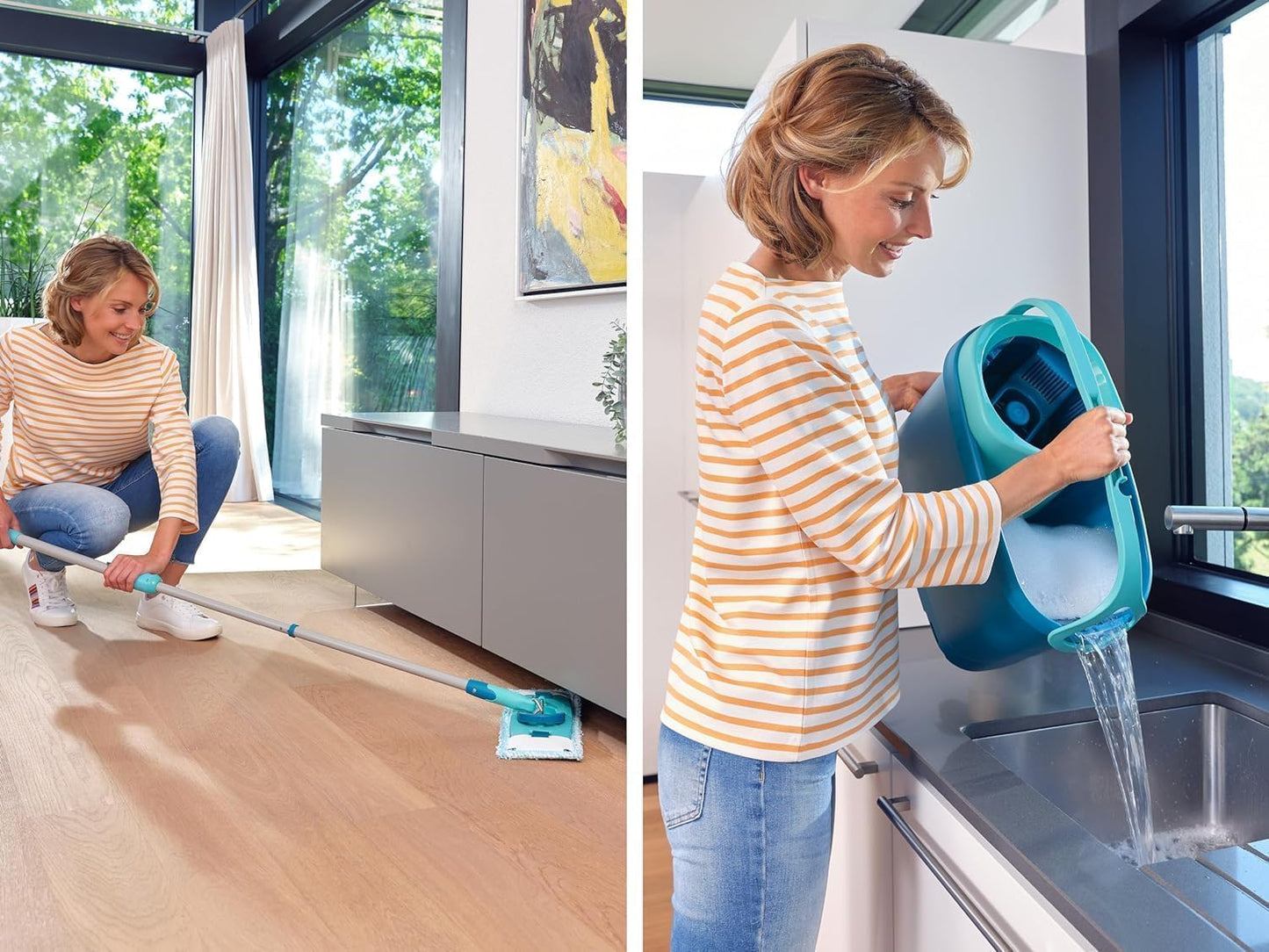 Flachwischer-Set Clean Twist, Eco Verpackung Set Clean Twist M Ergo 2.0 mit Rollen
