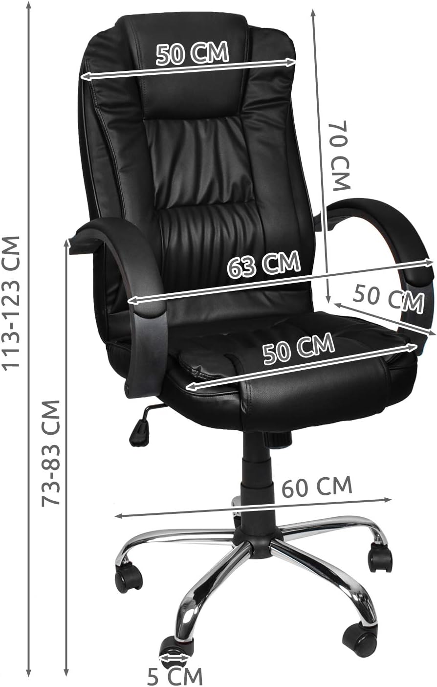 Ergonomischer Chefsessel mit Kunstlederbezug, Schwarz