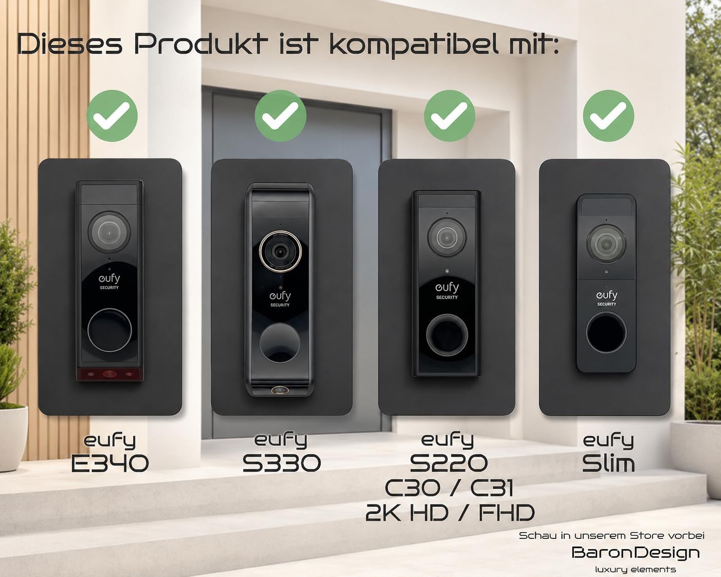 Klingelschild Abdeckung für Eufy Video Türklingel, Schwarz
