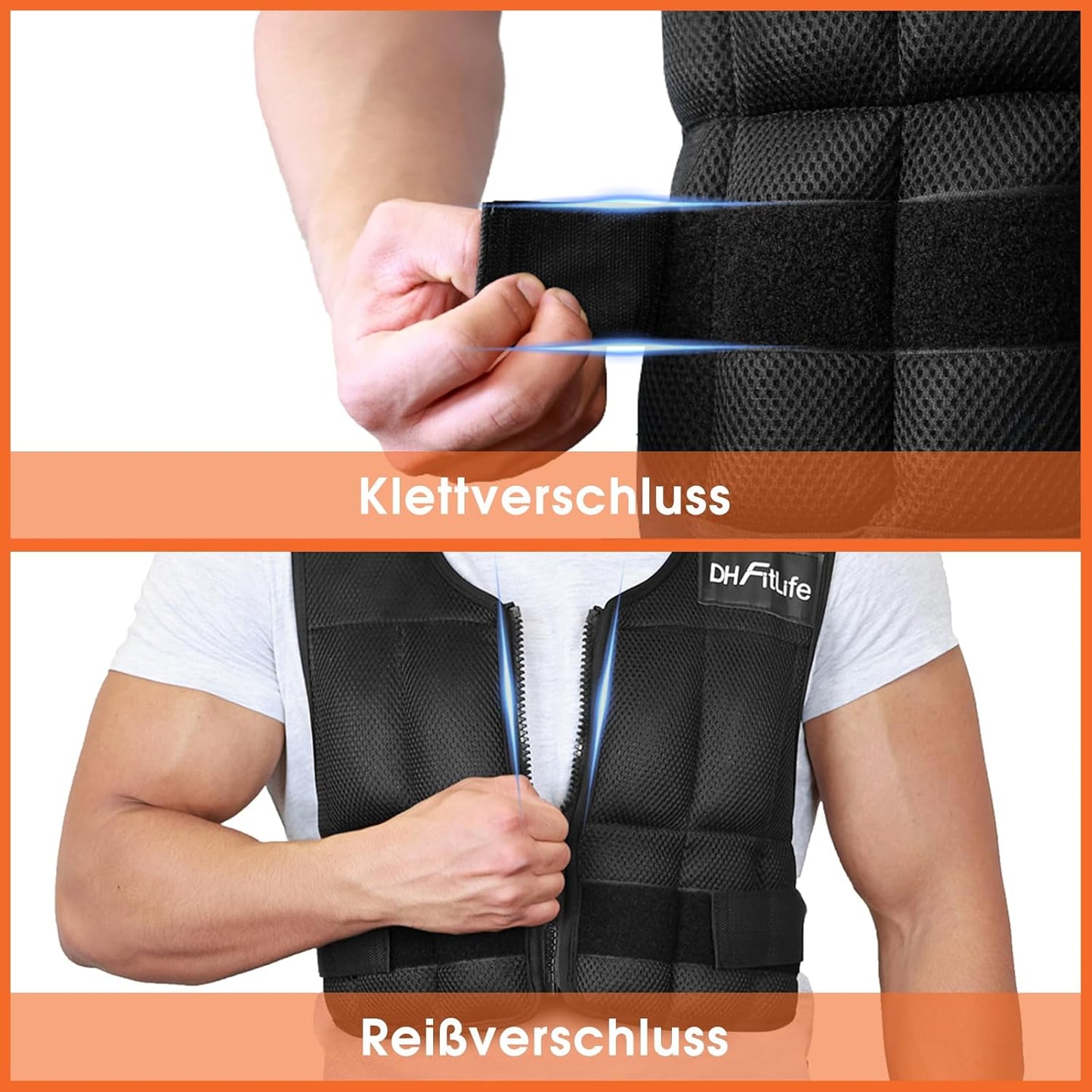 Verstellbare Gewichtsweste, Schwarz-10kg