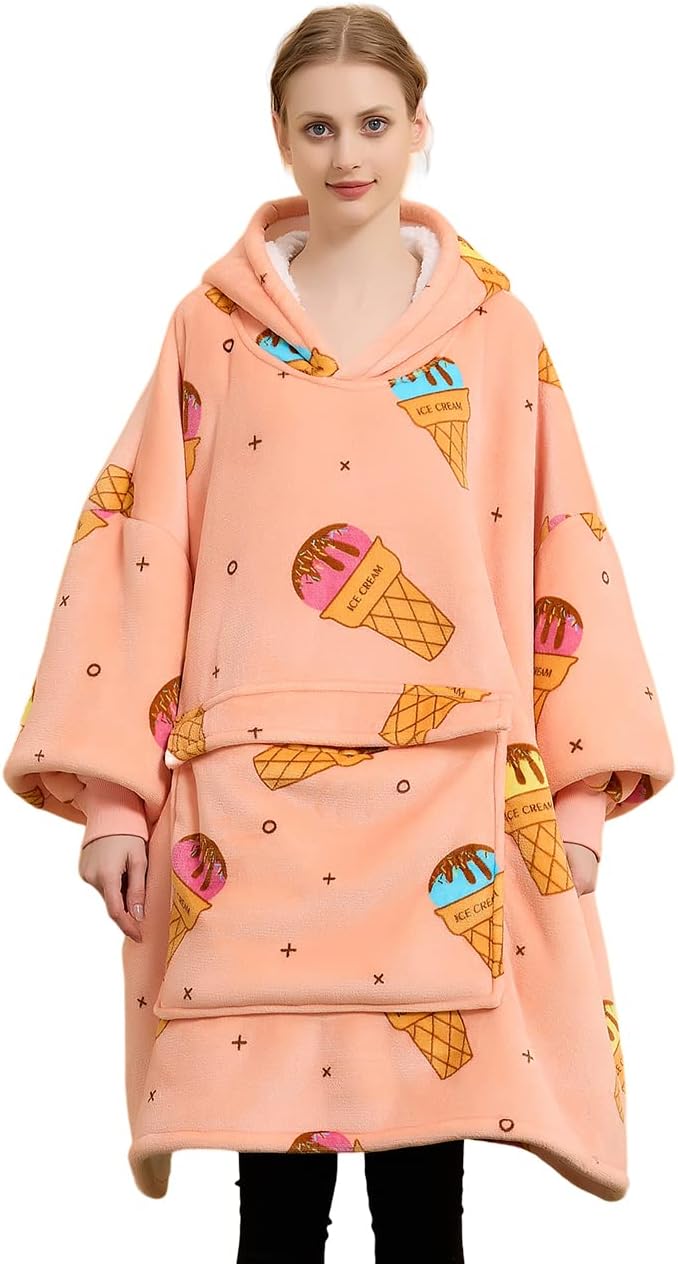 Tragbarer Hoodie-Decken-Pullover für Erwachsene, Druck-Eis Adult