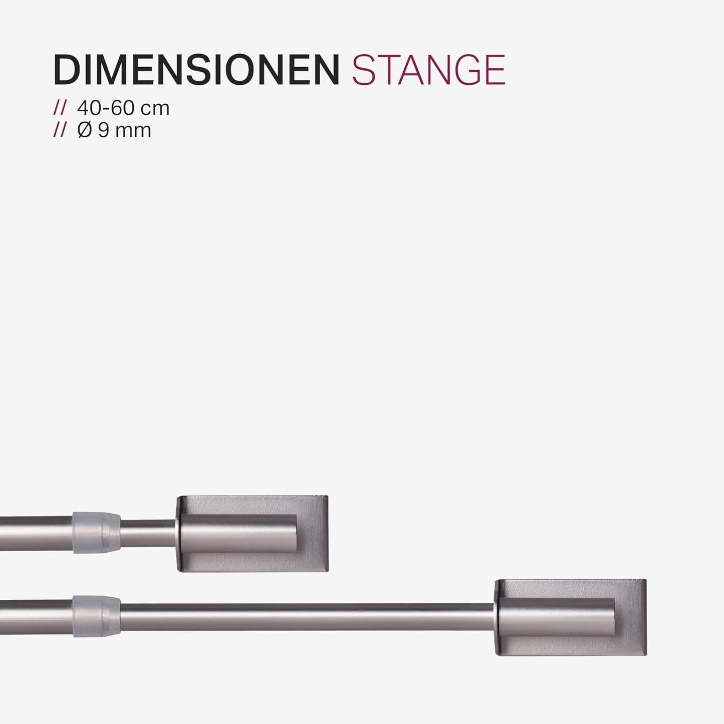 Spannvitrage Gardinenstange, Silber 40-60 cm