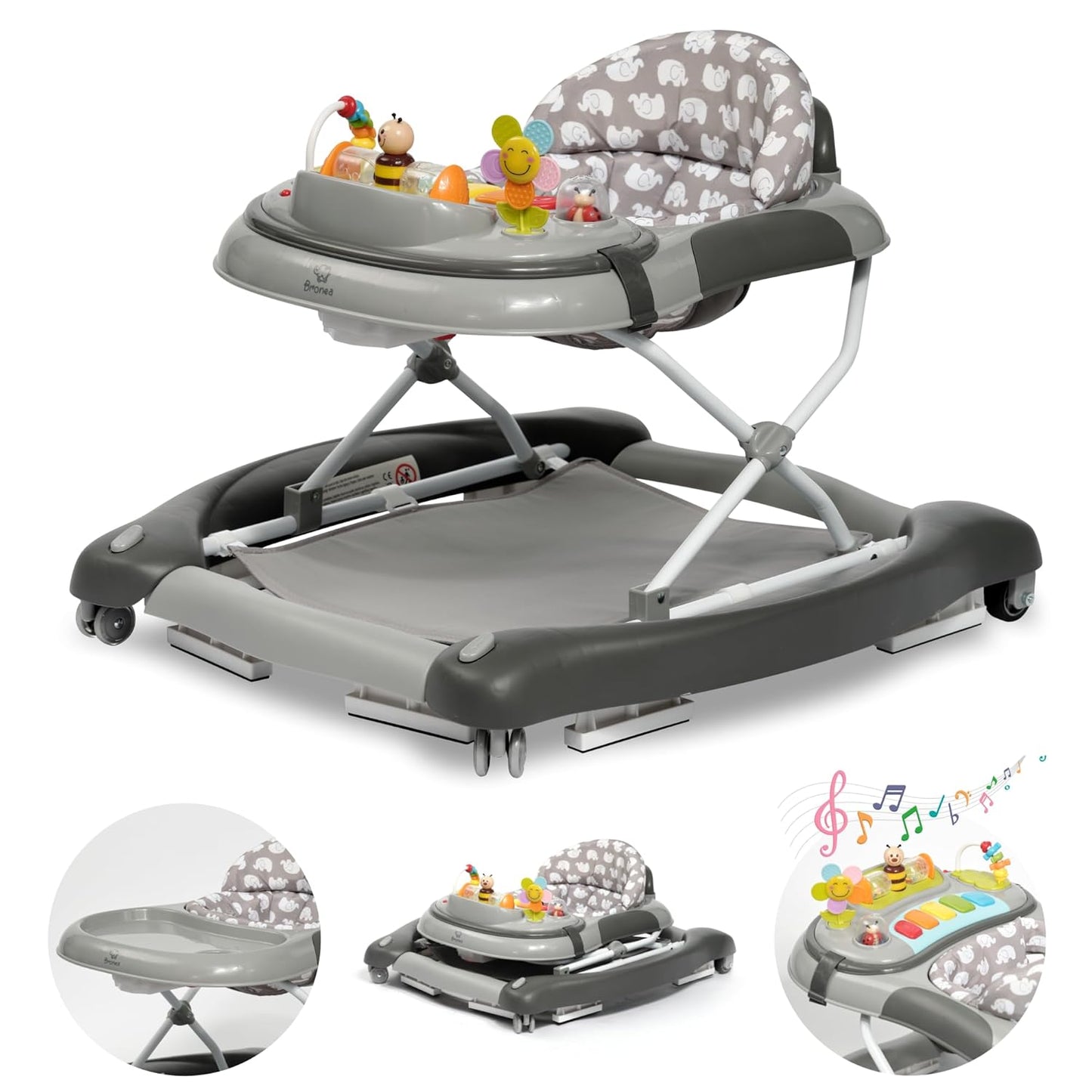 4-in-1 Babywalker mit Schaukelfunktion, Grau