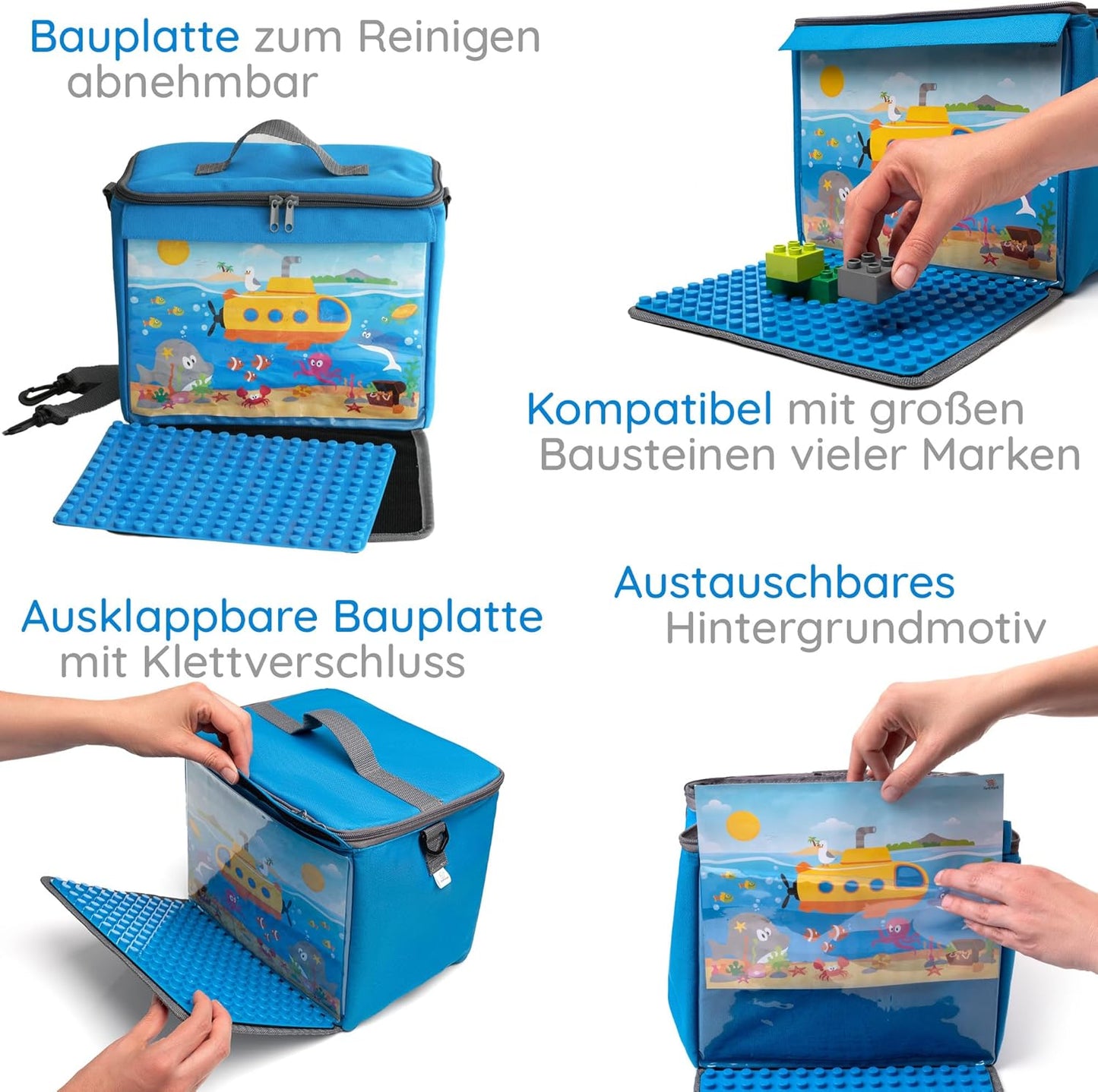 Baustein-Tasche mit ausklappbarer Bauplatte, Farmgrün|XL - für grosse Steine