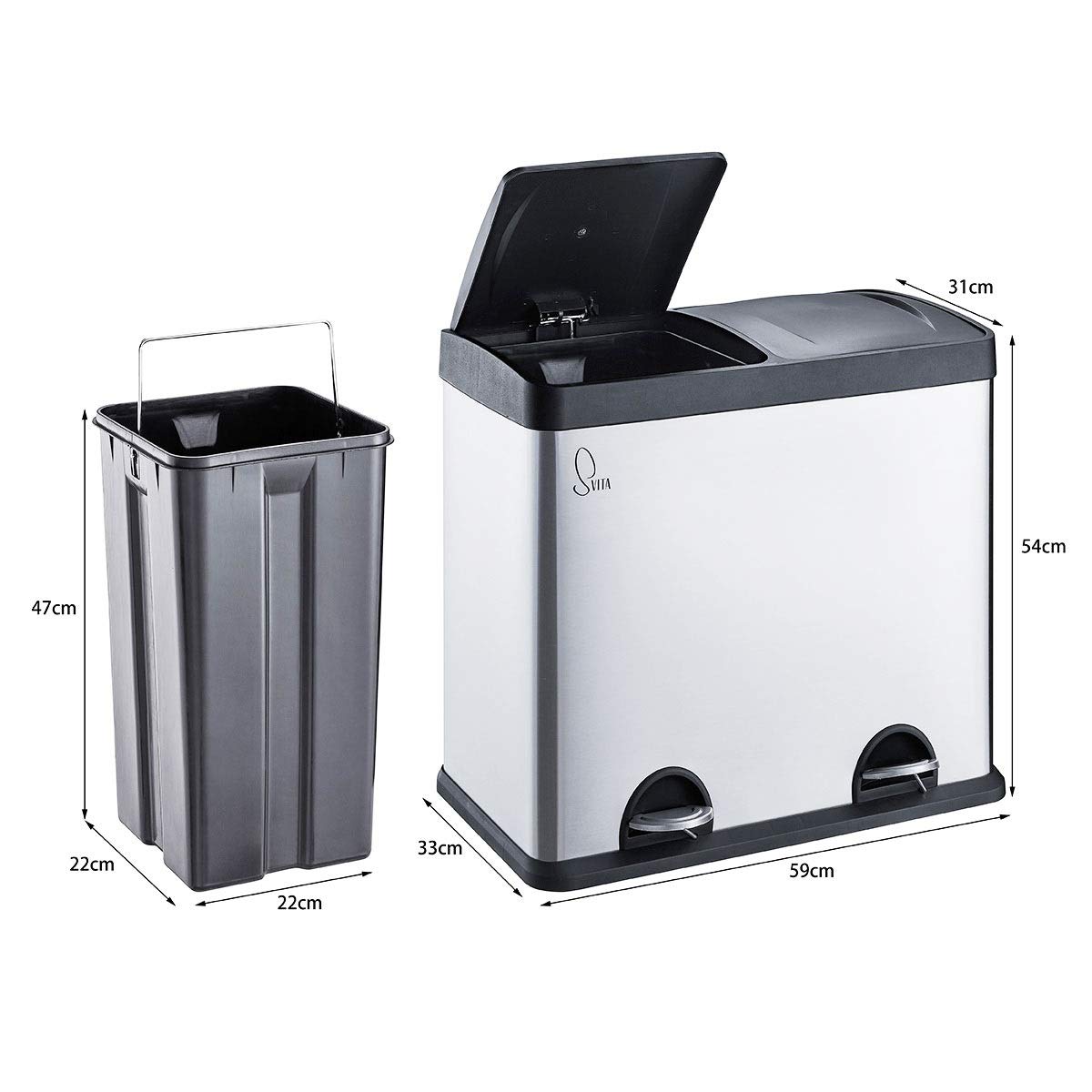Mülleimer T2X24, Silber