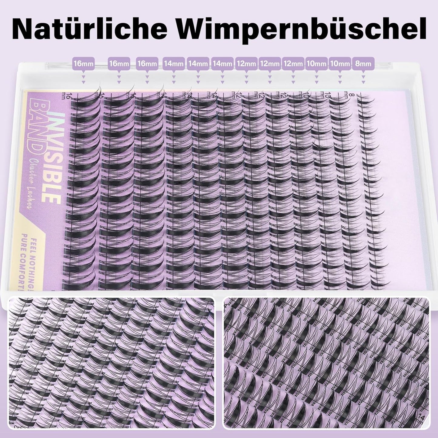 Lash Extension Set mit unsichtbarem Band (144 Stück)