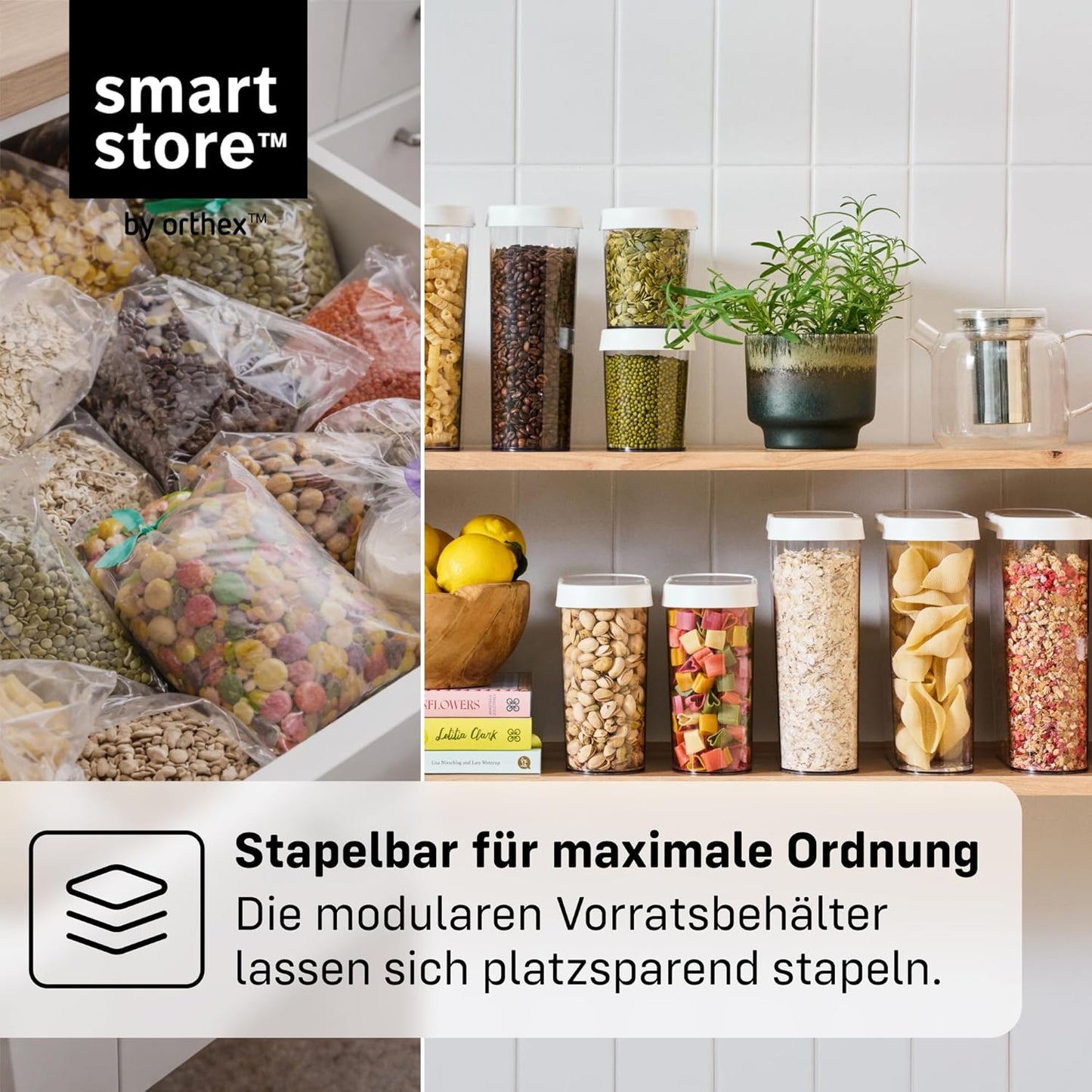 Flip Vorratsdosen, 2-teilig, 1,1 L / 2er-Set mit Klappdeckel