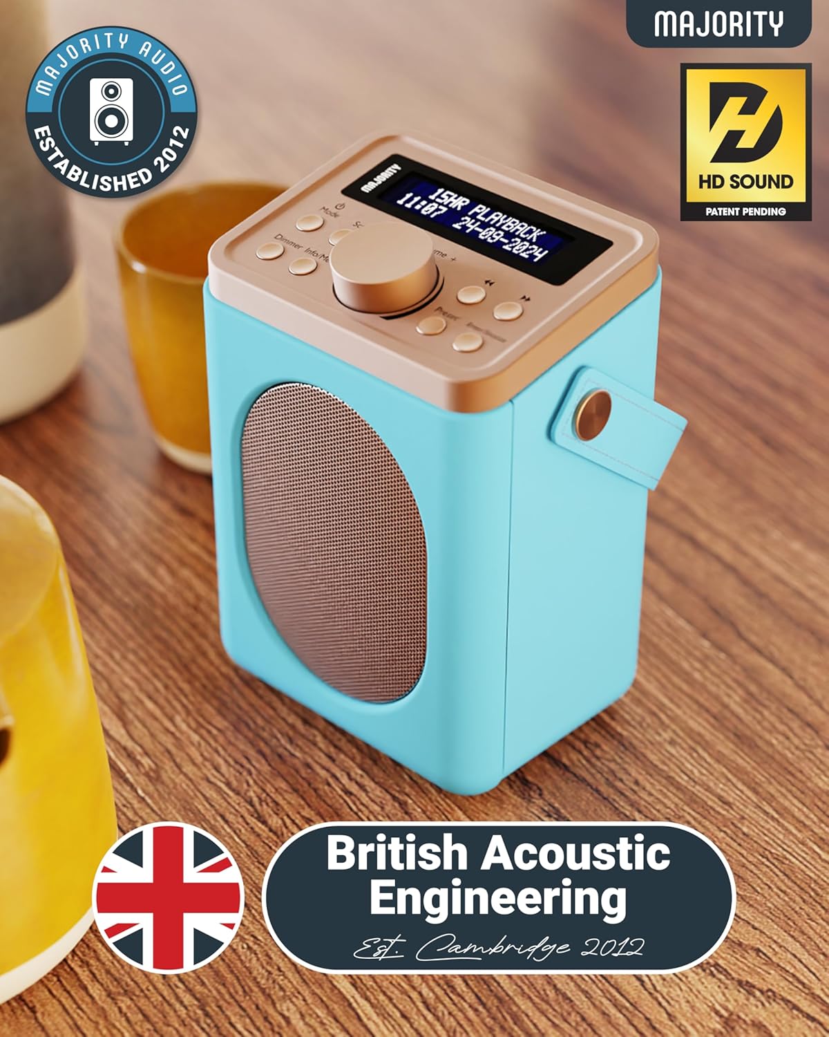 Little Shelford Tragbares Bluetooth DAB Radio, Hellblau