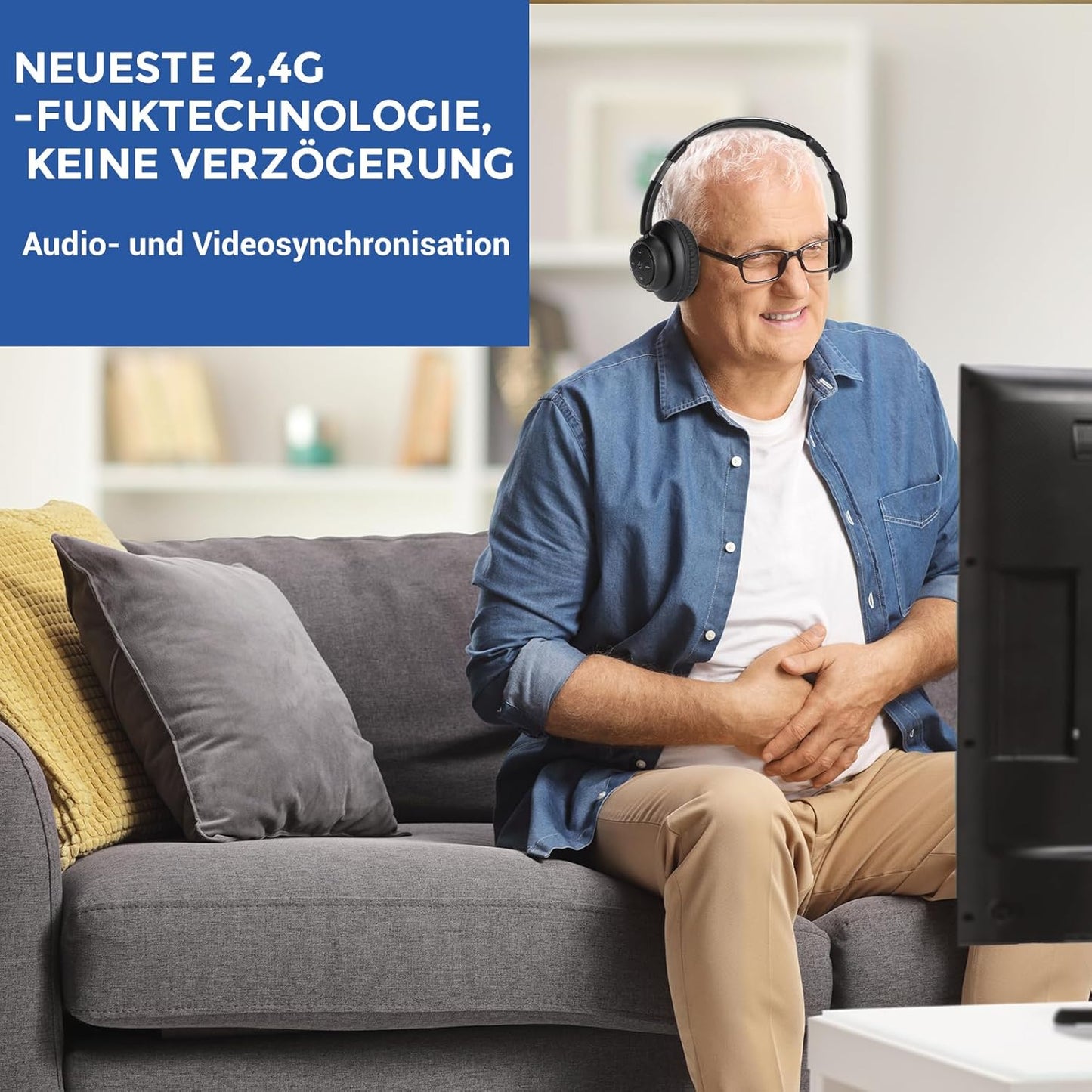 Kabellose TV-Kopfhörer mit Ladestation, Black