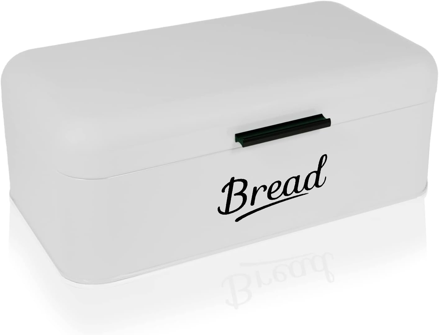 Retro Brotkasten mit Klappdeckel, Farbe: Weiss - Schriftzug: Schwarz