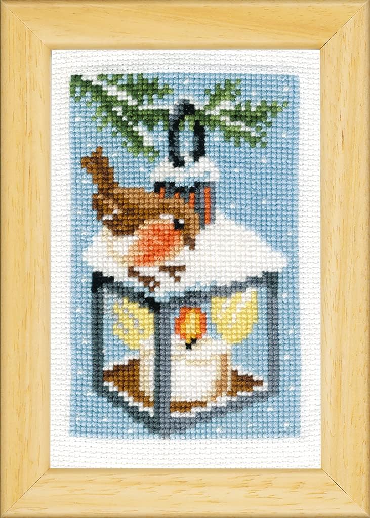 3er-Stickset "Rotkehlchen im Winter"