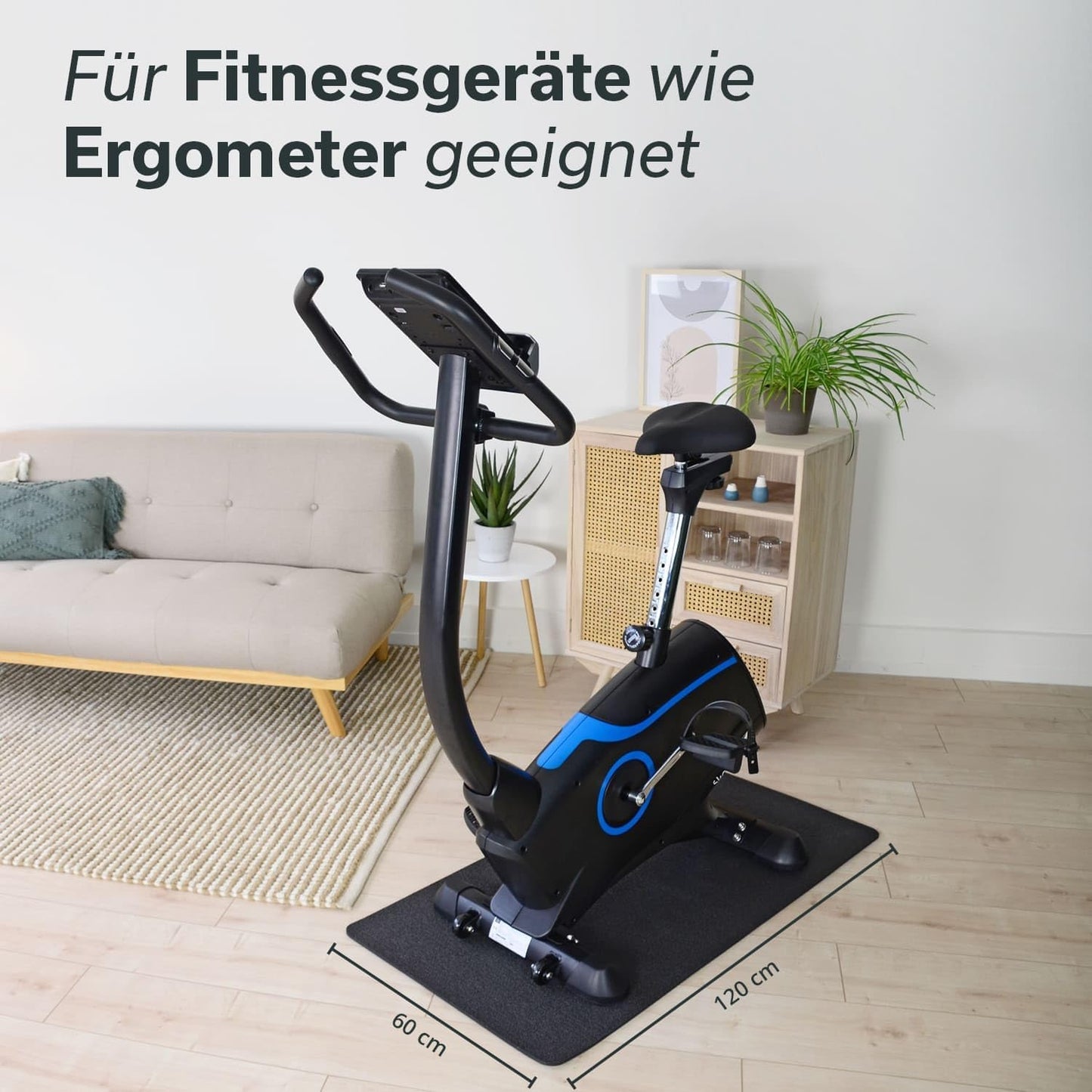 Rutschfeste Bodenschutzmatte für Fitnessgeräte, 60 x 120 cm