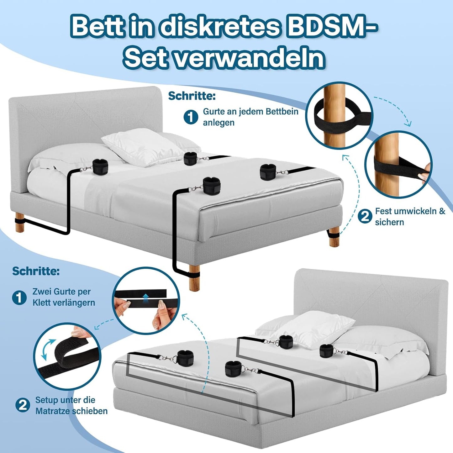 Anfängerfreundliches Bettfessel Bondage-Set, Black